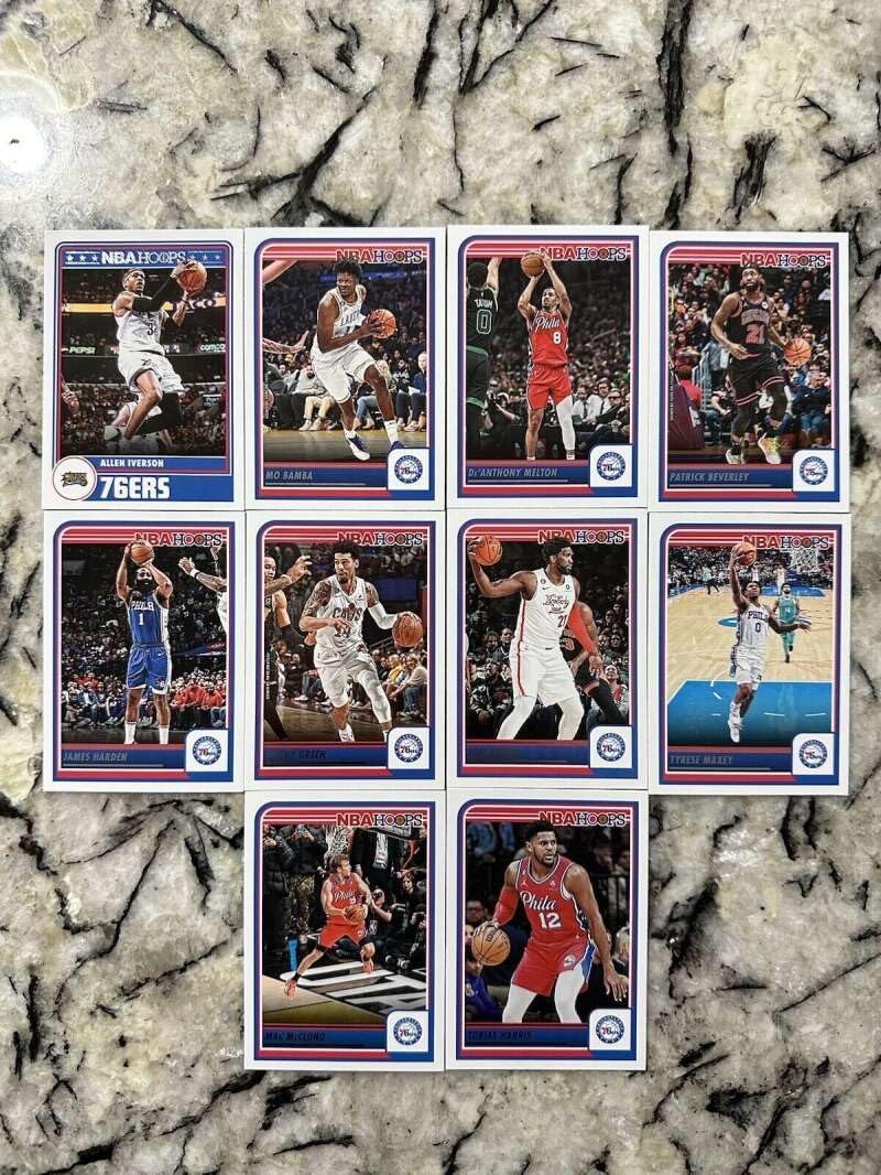 2023-24 Panini NBA Hoops Philadelphia 76ers Team Set Includes Rookies (Hand Collated) of 10 Cards #10 Tobias Harris 48 Mac McClung 66 Tyrese Maxey