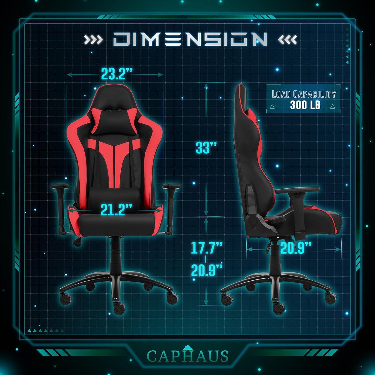 CAPHAUS Silla para juegos de grado comercial, cilindro mejorado y reposabrazos 3D, Silla ergonómica de videojuegos, Silla de oficina de altura