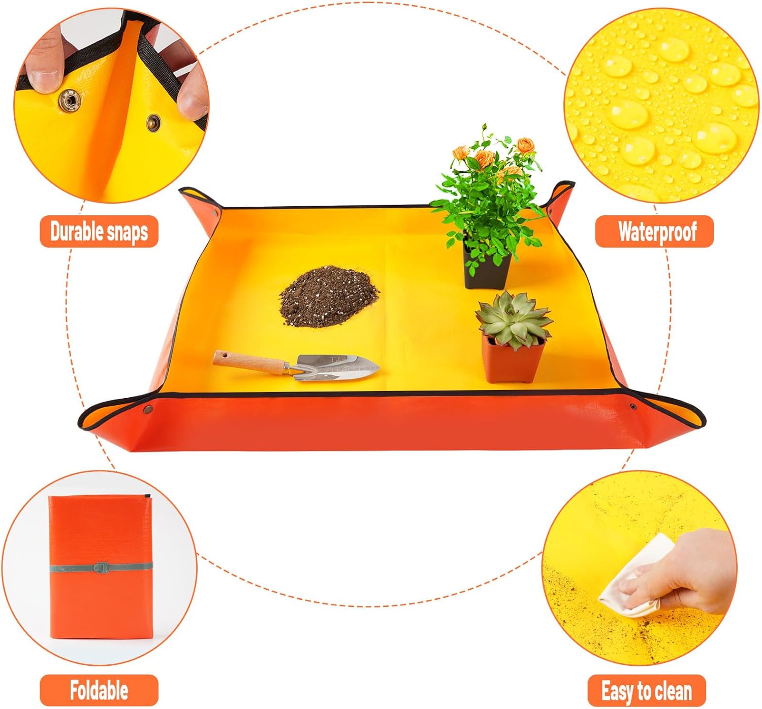 Tapete grande para trasplante de plantas de interior, bandeja portátil para macetas, impermeable, regalo de jardinería para amantes de las plantas