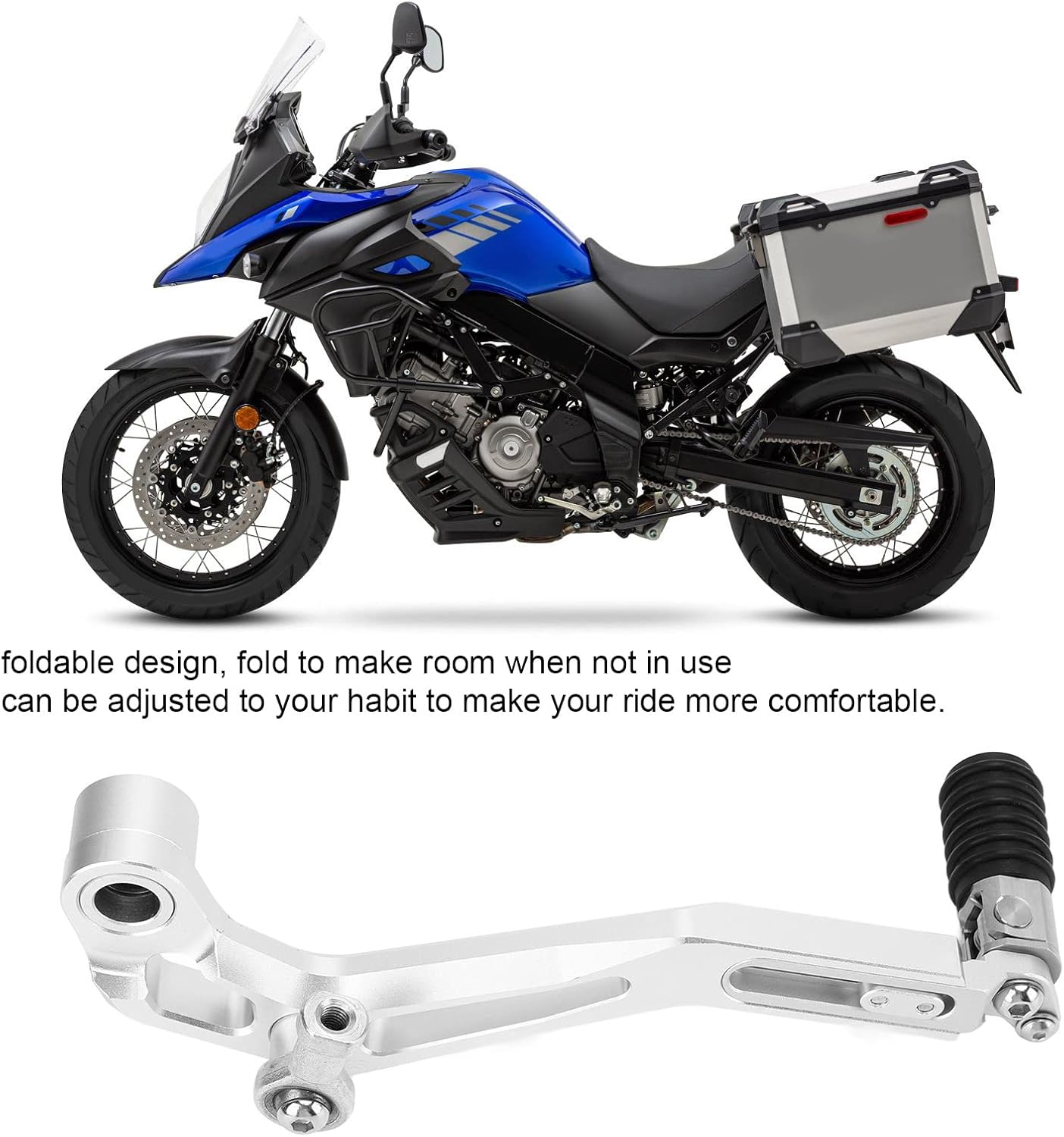Keenso Palanca de cambios ajustable para motocicleta, palanca de pedal de cambio plegable de aluminio CNC, repuesto para Suzuki V Strom DL650 2017