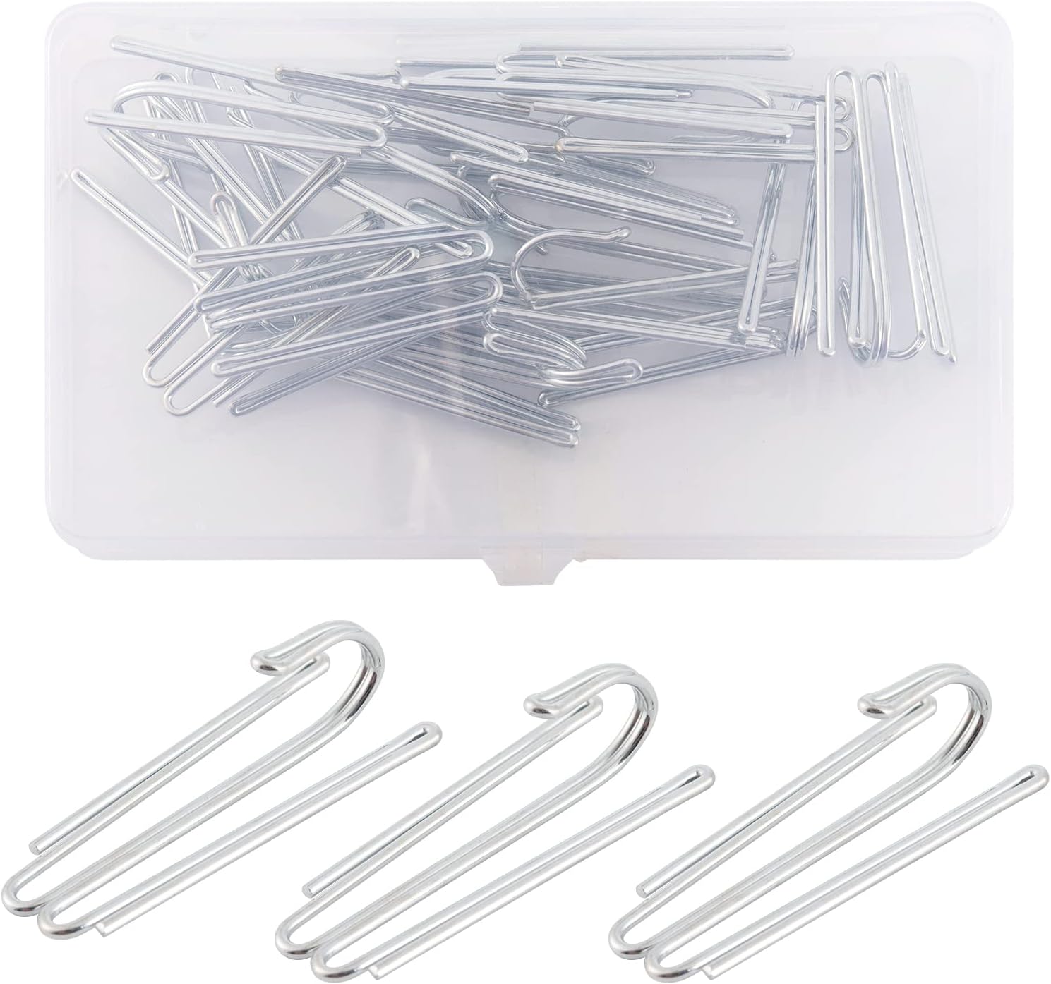 Ganchos de metal para cortinas, pasadores de cinta plisados, resistentes ganchos profundos (paquete de 20)