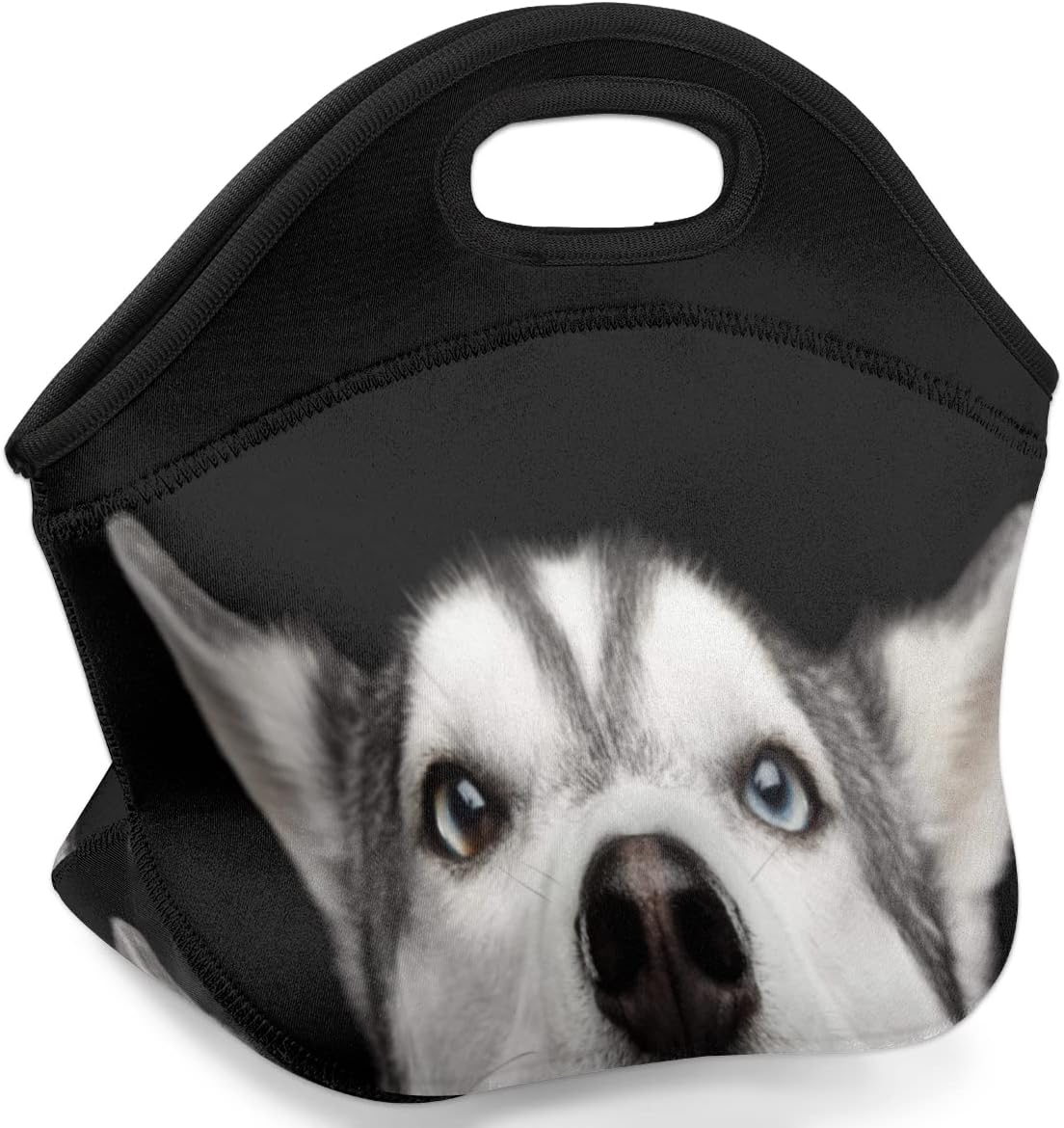 Bolsa de almuerzo de neopreno reutilizable con diseño de perro Husky con diseño de animales, bolsa térmica para comidas, bolsa de almuerzo