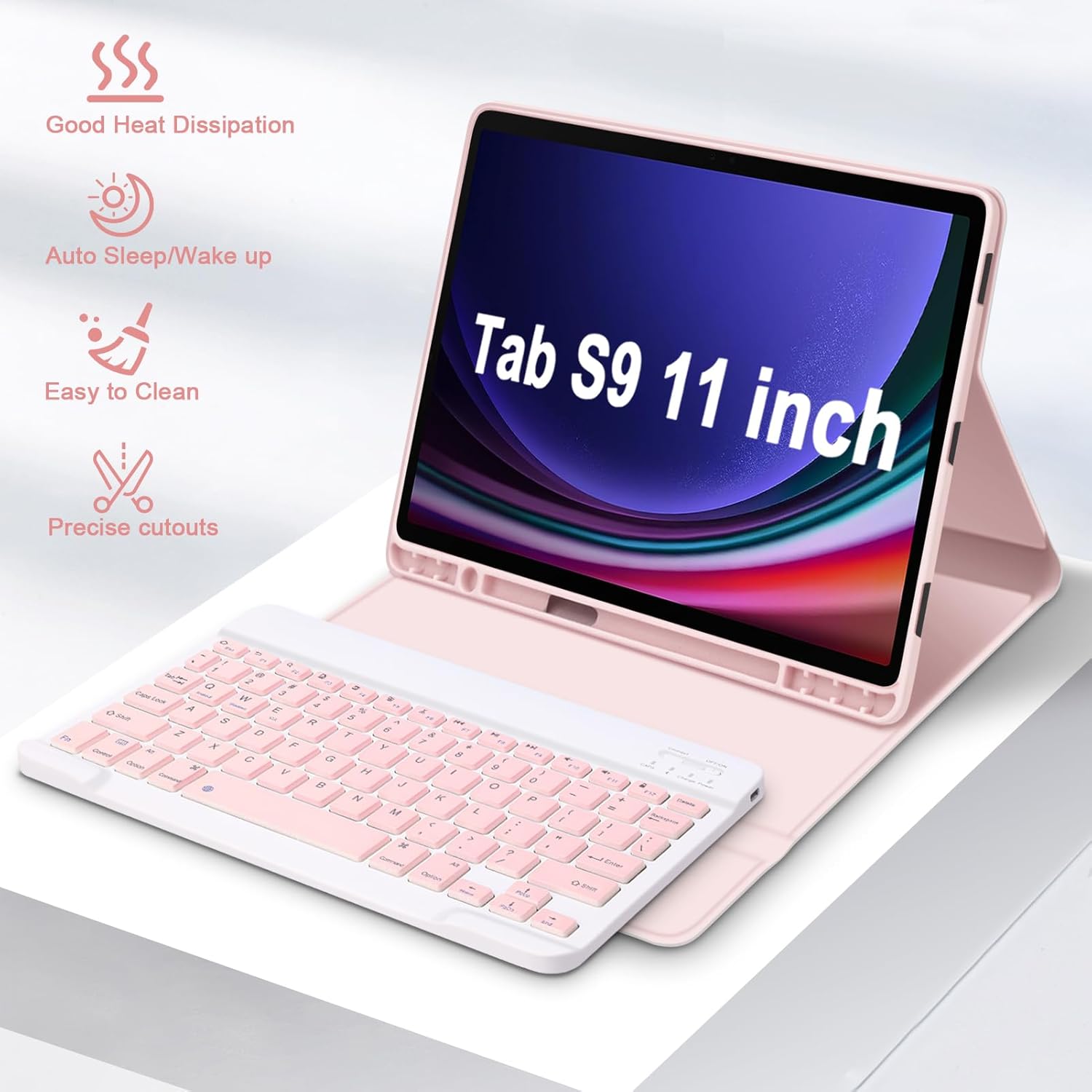 GOKOCO Funda con teclado para Samsung Galaxy Tab S9 2023 de 11 pulgadas, funda de teclado desmontable magnética con soporte para S Pen para