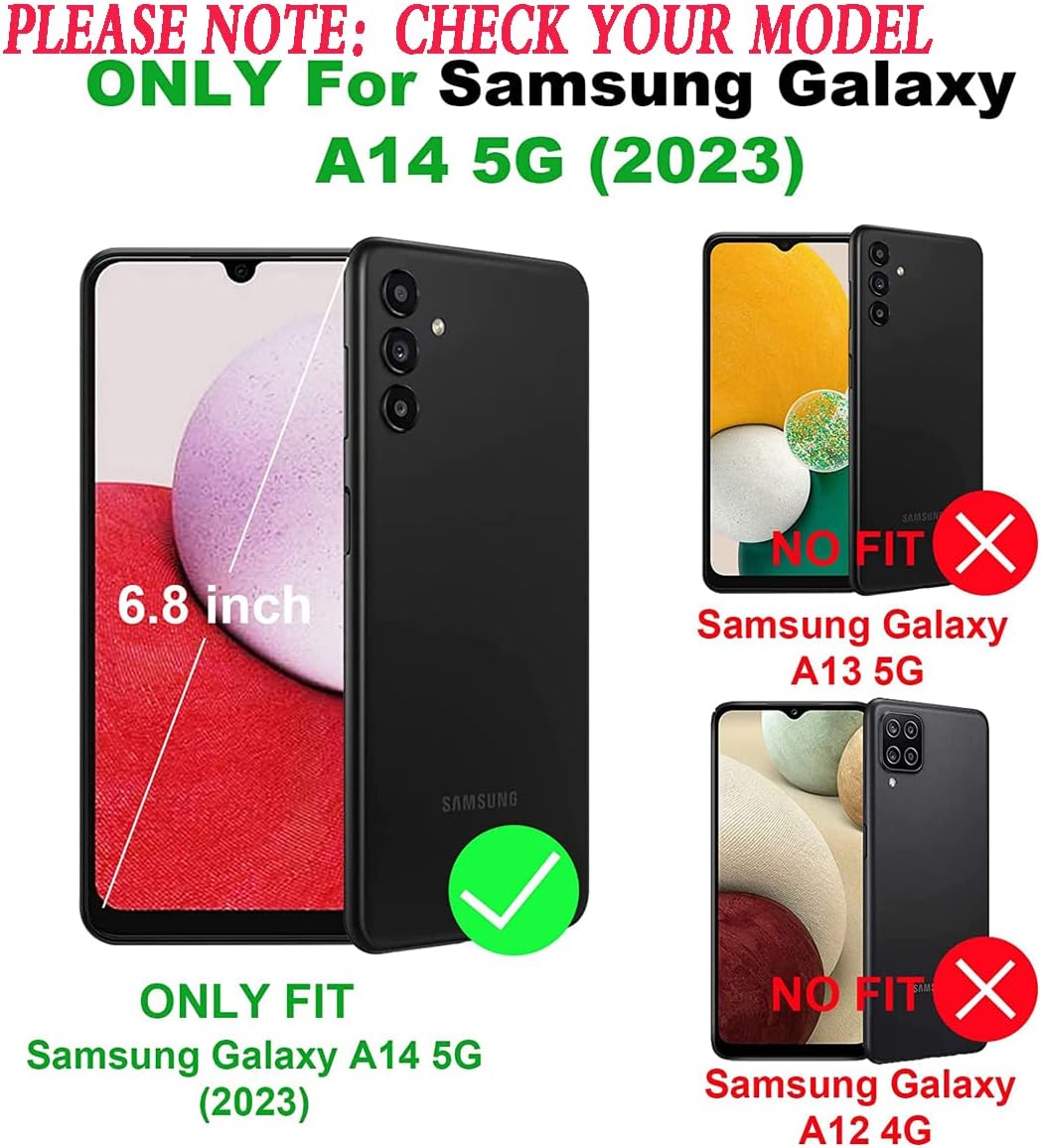 YmhxcY Funda A14 5G, funda para Galaxy A14 5G con 2 protectores de pantalla a prueba de explosiones, grado militar soporte de anillo de 360  F,