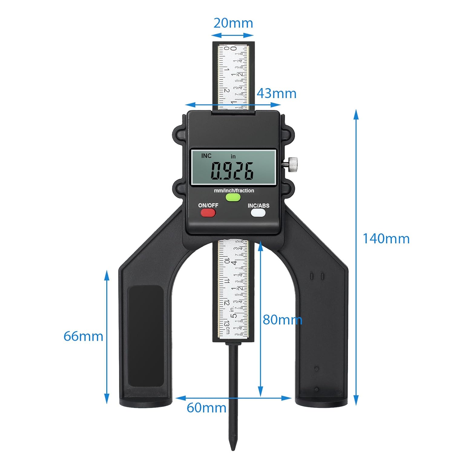 Proster Medidor de altura digital magnético de 3.150 in, 3 18 pulgadas, mini medidor de profundidad para mesa de sierra, medidor de grosor con