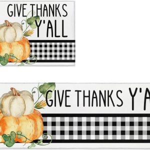 Miaklek Tapetes de cocina de calabaza de Acción de Gracias, 2 piezas, tapetes de cocina para piso, tapete cómodo para suelo de cocina, tapetes Miaklek Tapetes de cocina de calabaza de Acción de Gracias, 2 piezas, tapetes de cocina para piso, tapete cómodo para suelo de cocina, tapetes