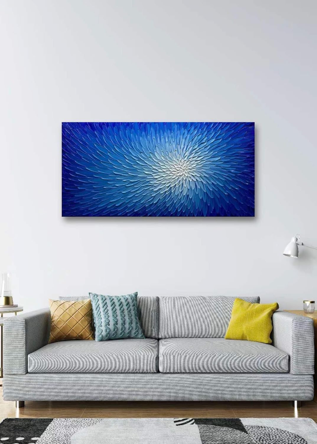 Amei Pinturas artísticas, 24 x 48 pulgadas, pintura al óleo de flores, pinturas 3D pintadas a mano sobre lienzo, arte abstracto, arte de madera en