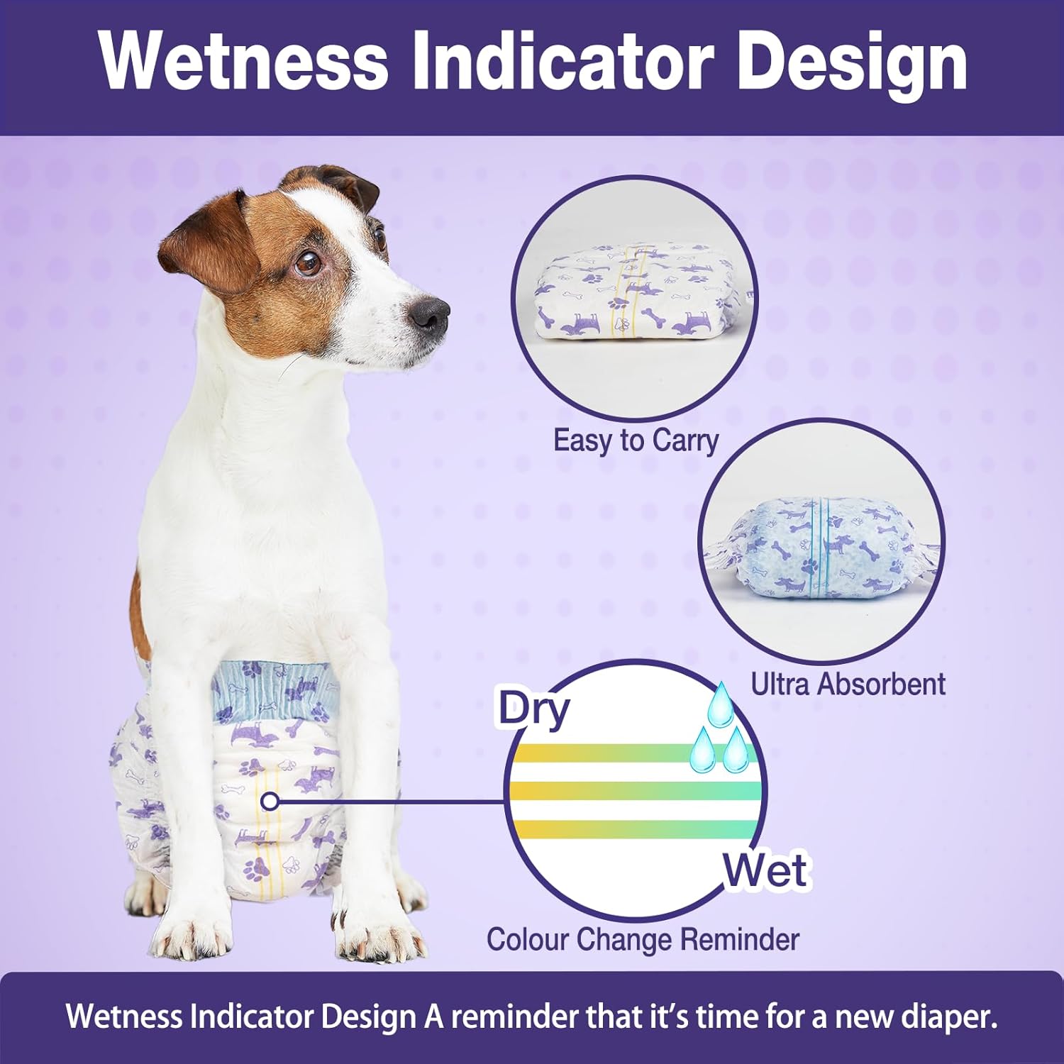 Pet Soft Pañales desechables para perras  Pañales desechables para perritos con indicador de humedad, pañales para cachorros y gatos, súper