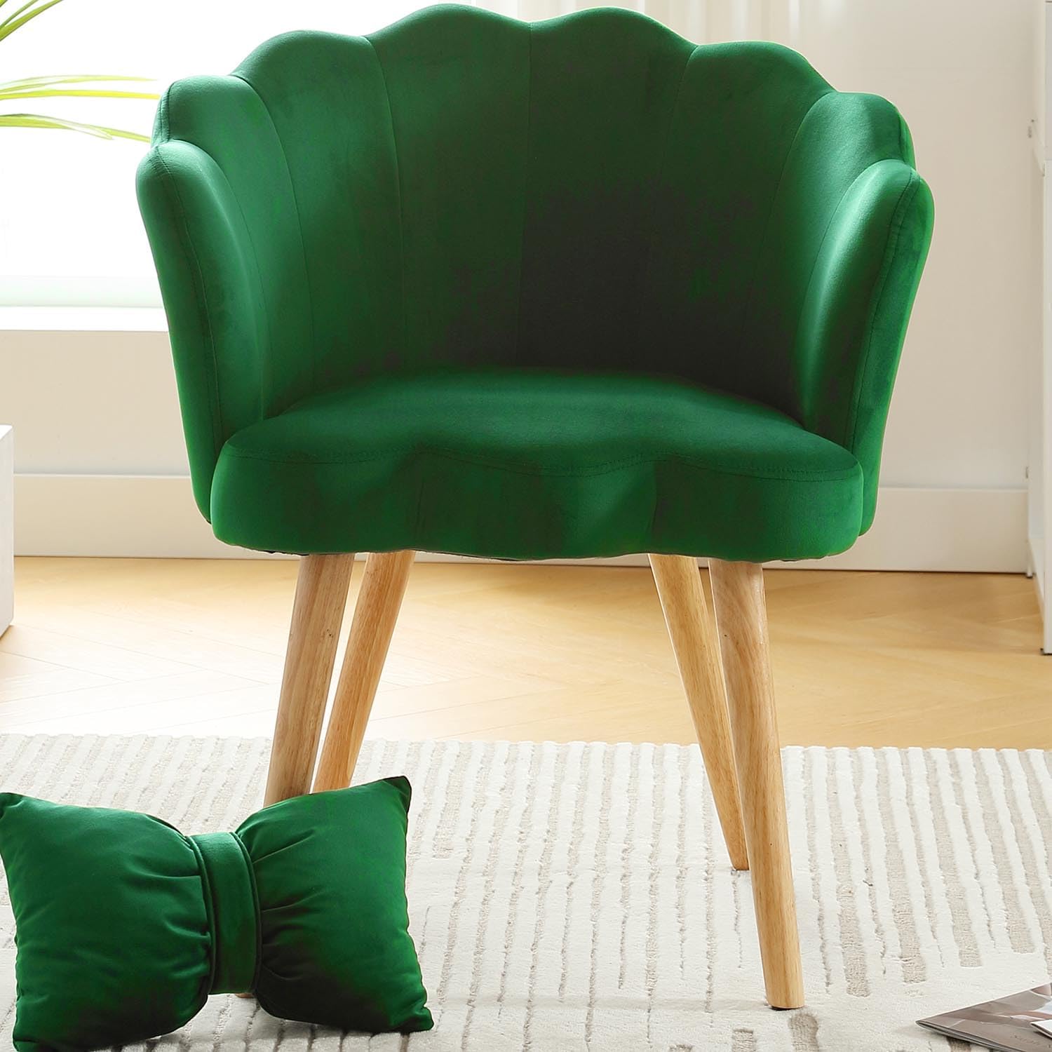 Silla moderna para dormitorio, sillas decorativas de terciopelo para dormitorio, silla de tocador con respaldo, cómodo sillón tapizado con almohada
