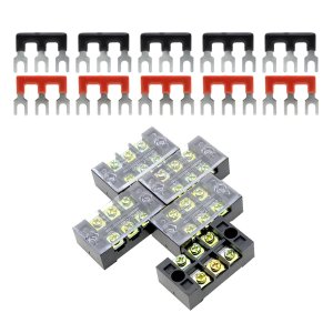 YXQ 600V 25A 3 posiciones Tornillo de doble fila Bloque de tira de terminales de barrera y 25A 3 posiciones preaislado (5+5) Negro Rojo Tipo YXQ 600V 25A 3 posiciones Tornillo de doble fila Bloque de tira de terminales de barrera y 25A 3 posiciones preaislado (5+5) Negro Rojo Tipo