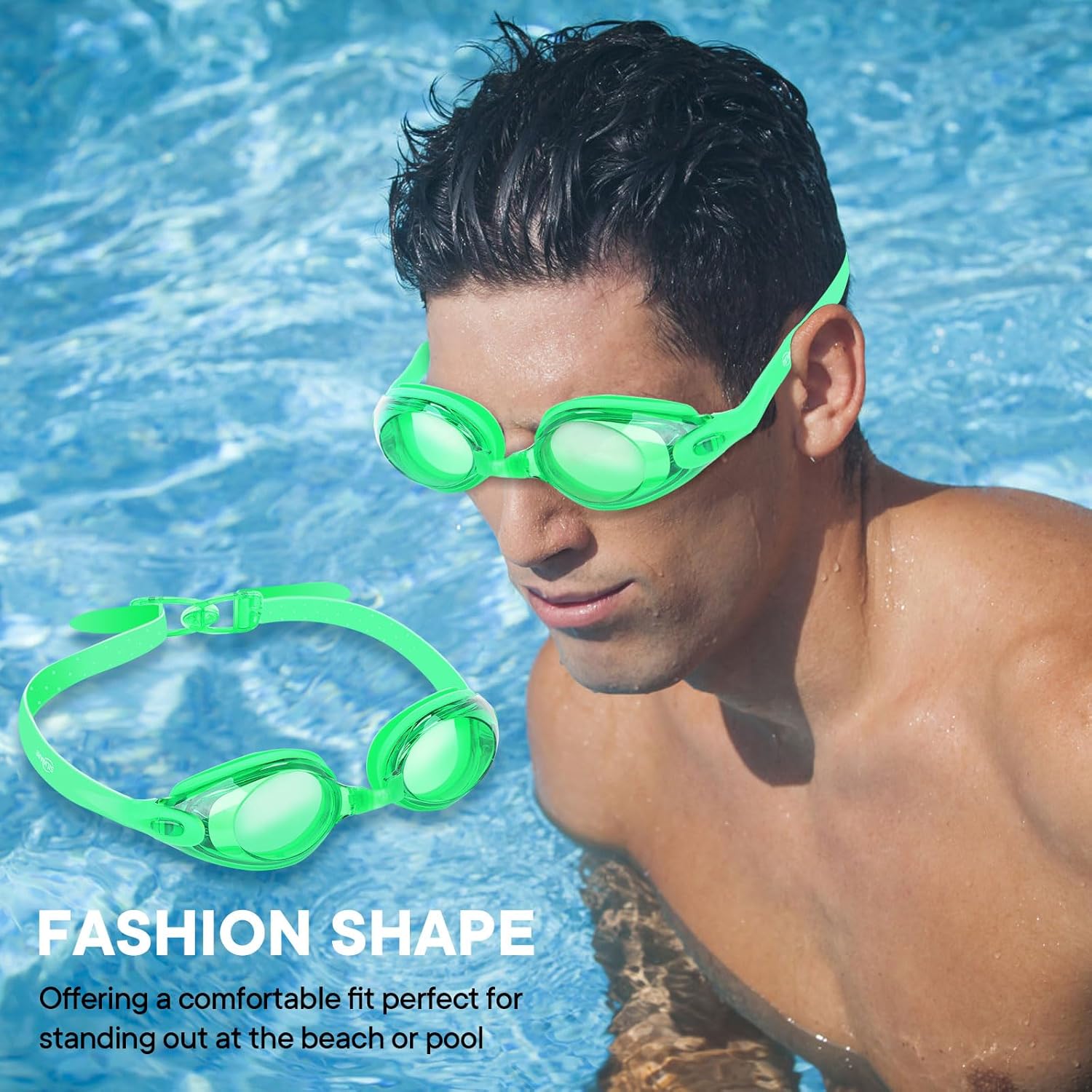 Gafas de natación de silicona coloridas de liberación rápida, antivaho y anti-UV, para adultos y jóvenes, con bolsa impermeable