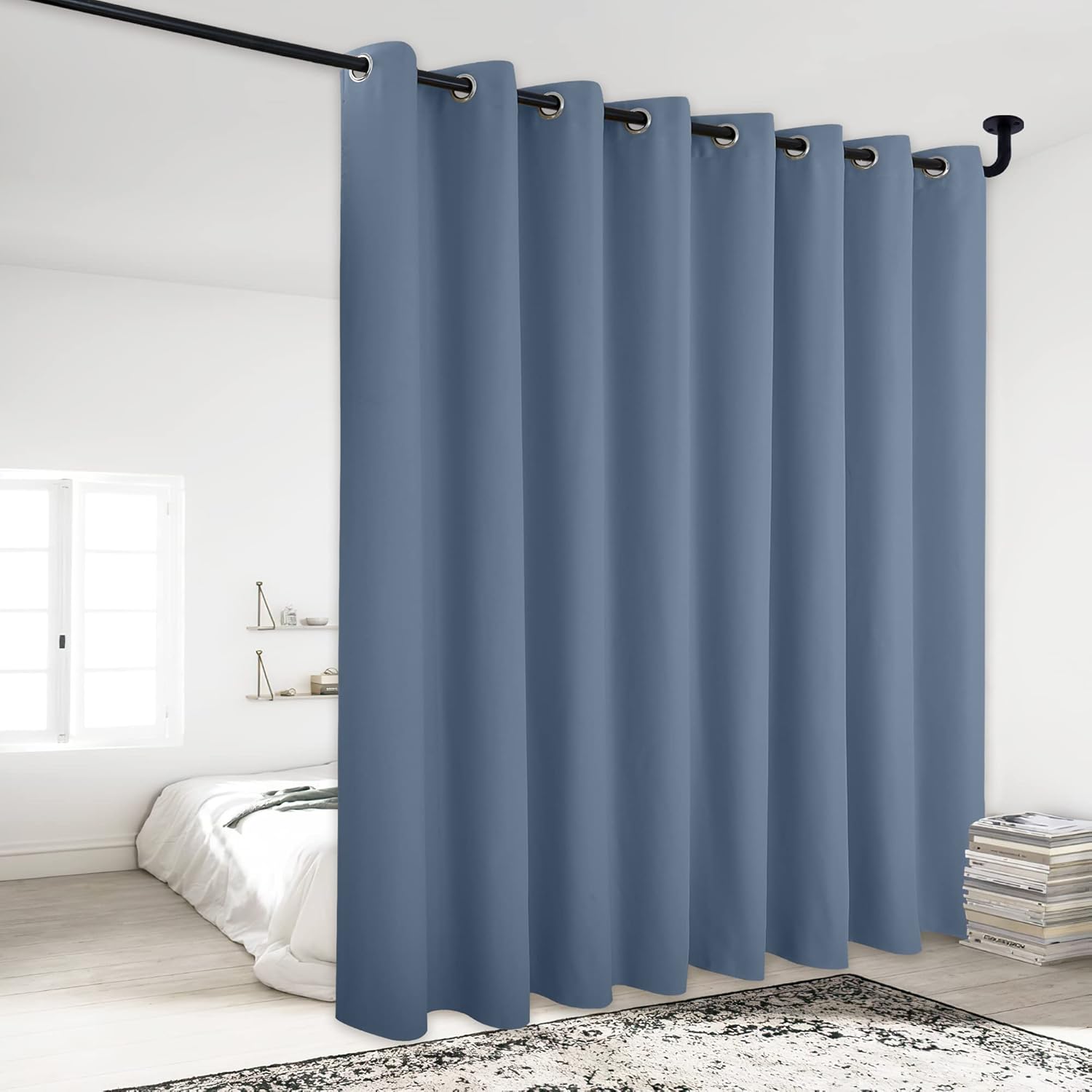 NICETOWN – Cortina divisora de habitación de bajo ruido, panel de cortina blackout para entrada, ventana de vidrio, puerta corredera y patio (1