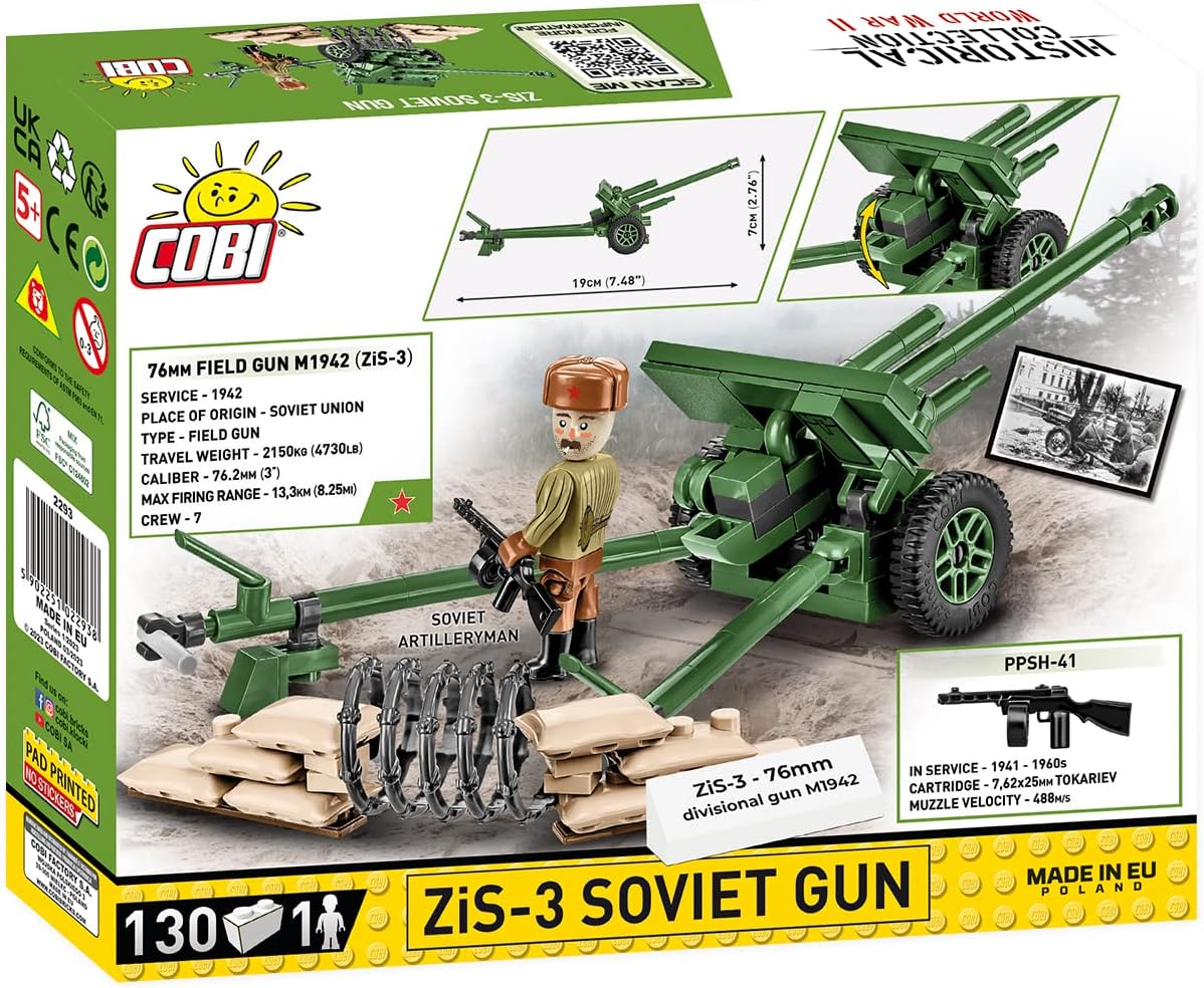 COBI Colección Histórica Pistola Soviética ZiS-3 de la Segunda Guerra Mundial