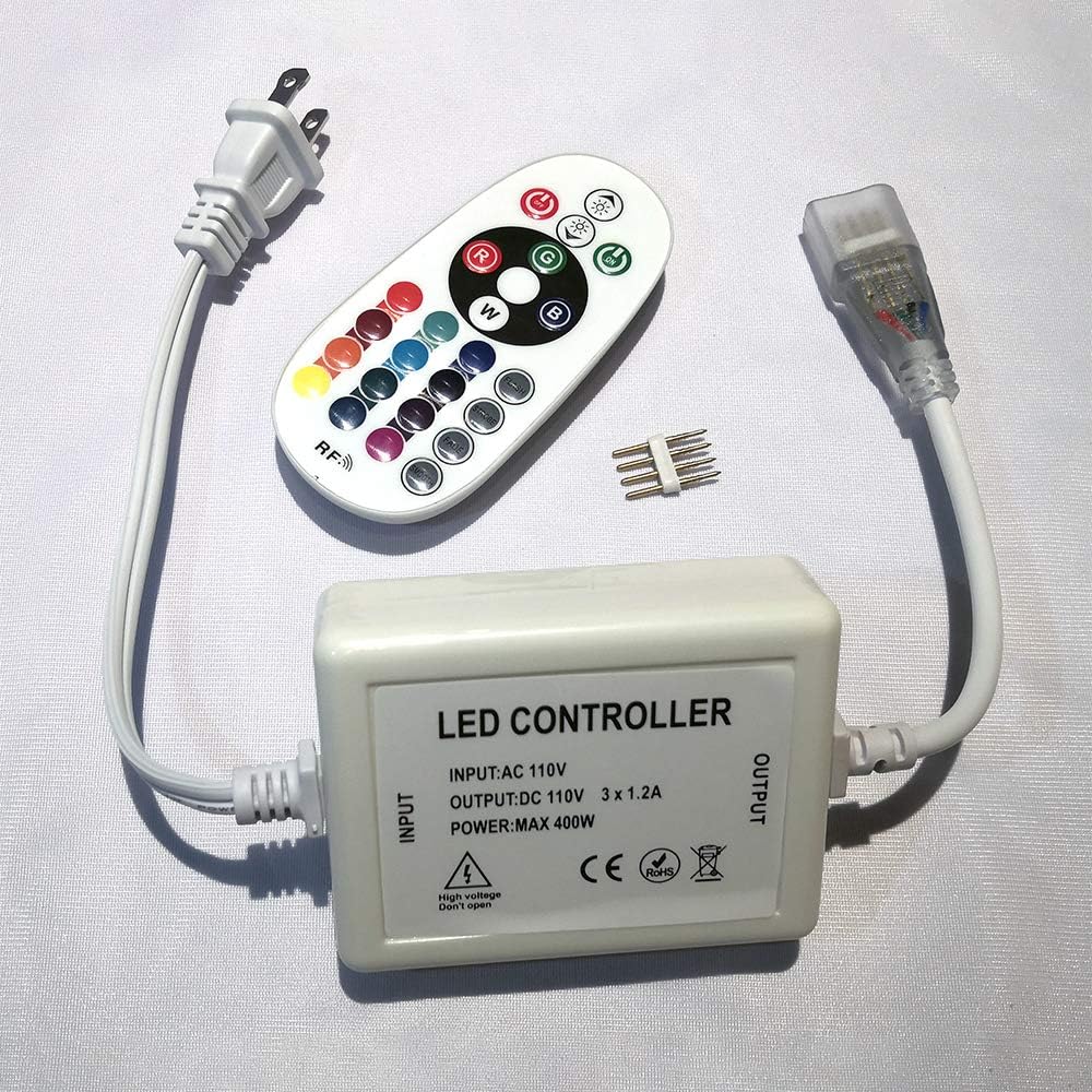 Cinta de luz de neón RGB de 24 teclas, lámpara de luz nocturna flexible LED de neón (33 pies)