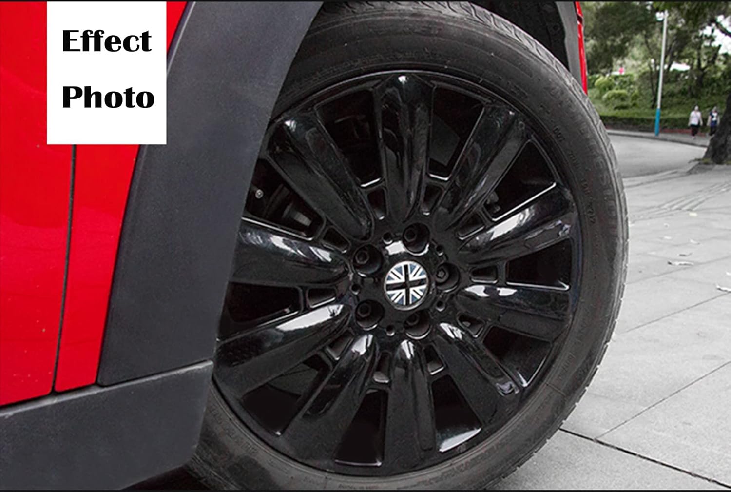 4X – Cubierta central de rueda de bandera del Reino Unido, color negrogris, compatible con Mini Coopers R50 R51 R52 R53 R55 R56 R57 R58 R59 R60 R61