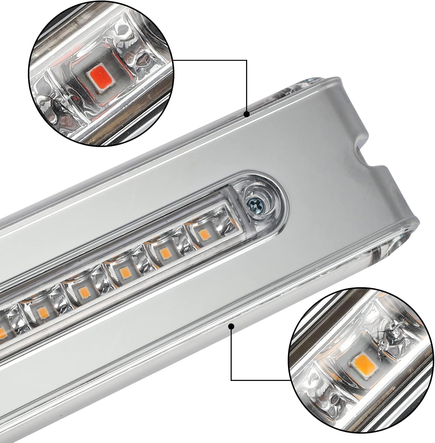 Partsam Barra de luz trasera de doble cara de 12 pulgadas, barra de luz trasera de doble cara, bisel cromado, luces indicadoras de marcador lateral,