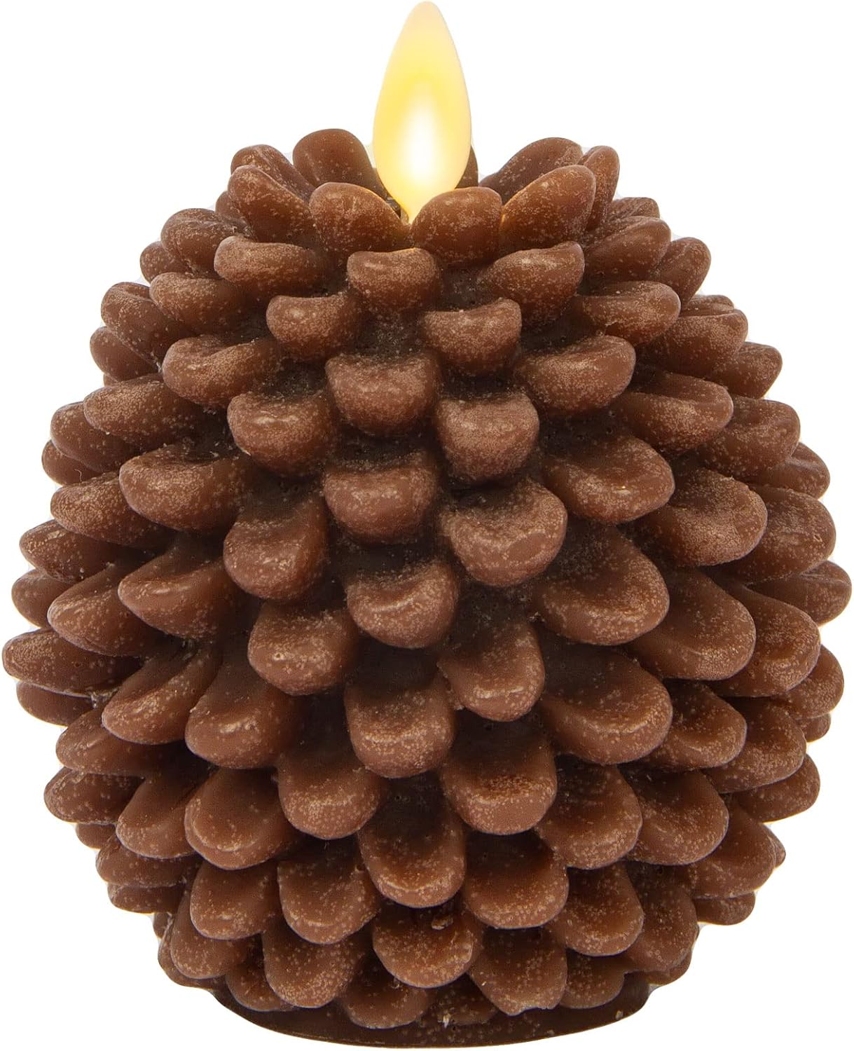 Luminara Pinecone – Velas sin llama, con acabado marrón tiza, figuras de cono de pino, velas LED sin perfume, funcionan con pilas, con temporizador,