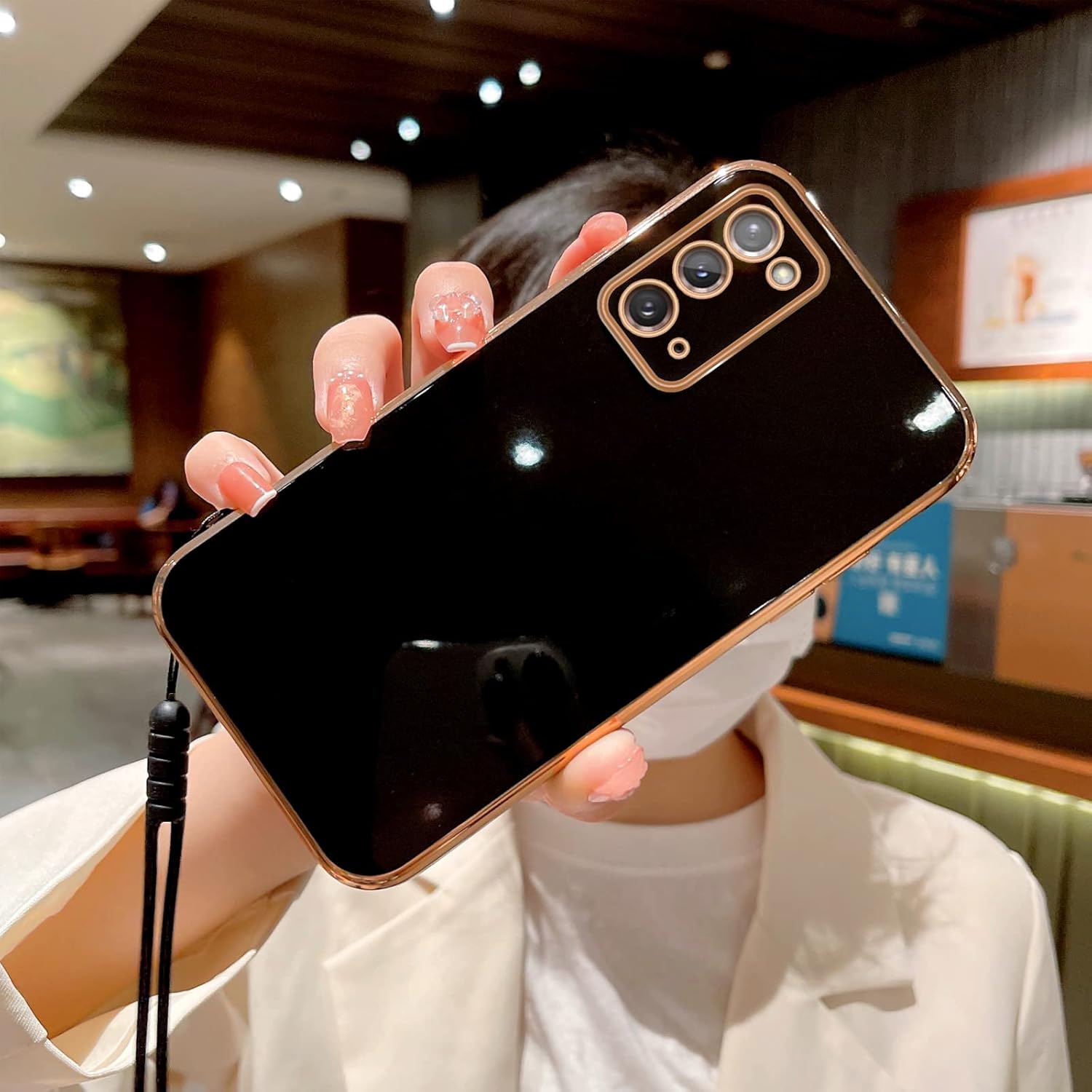 Funda para Note 20, funda para Galaxy Note 20 para mujer, galvanoplastia, de lujo, estética, moderna, bonita, protección de TPU suave a prueba de