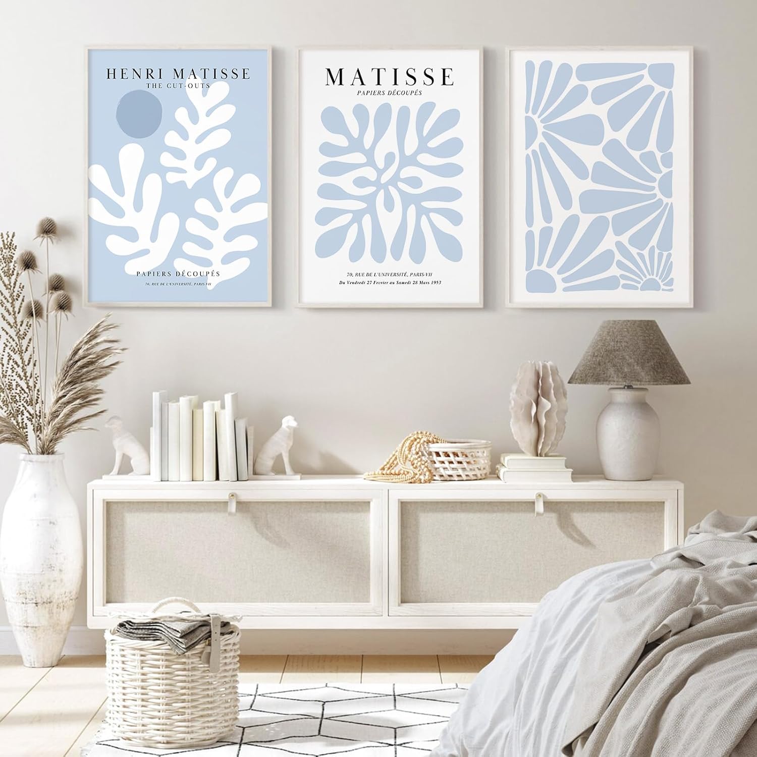 Henri Matisse – Juego de 3 impresiones artísticas de pared abstractas azules de Matisse, decoración de pared, arte estético de pared de Matisse