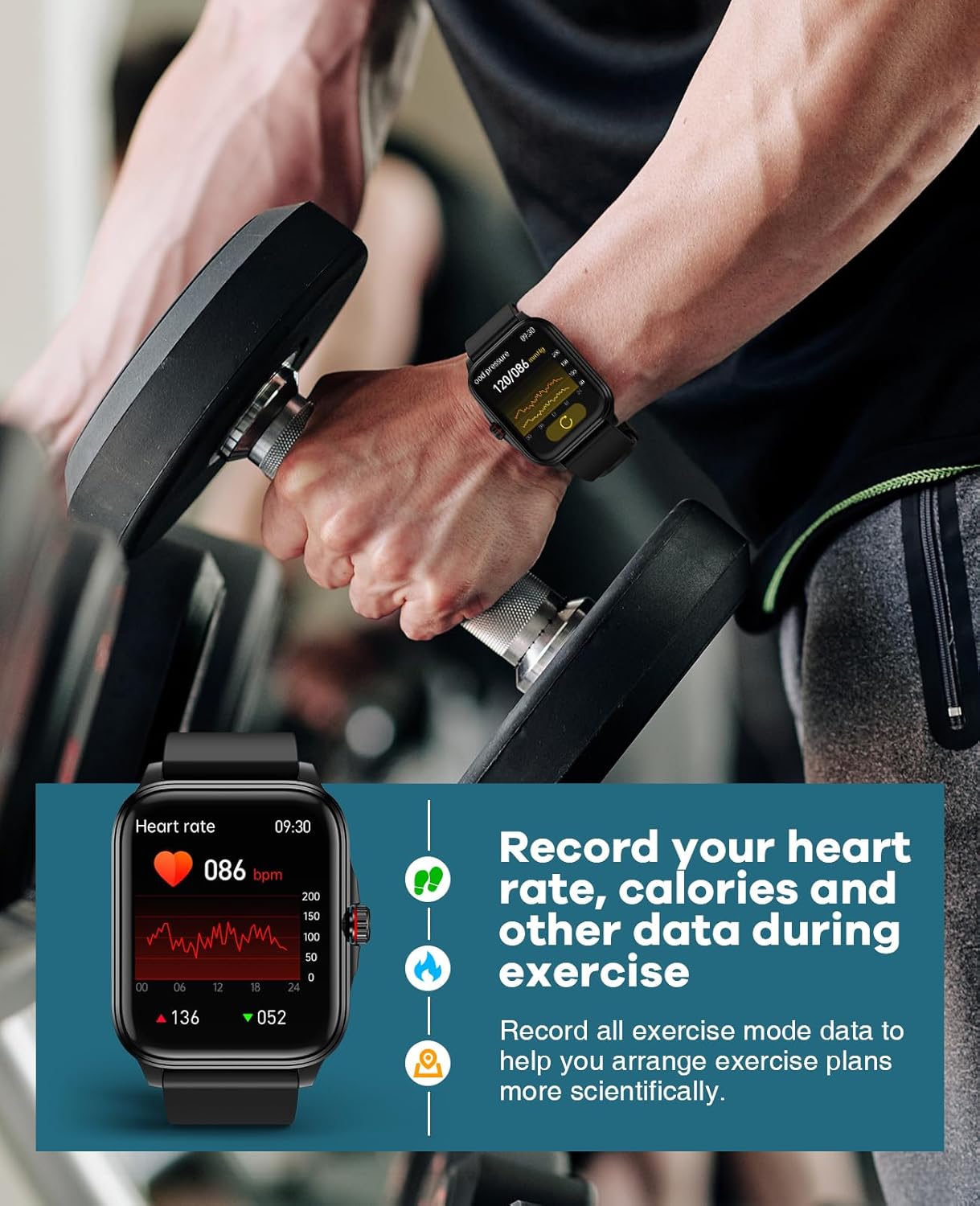 2024 Smart Watch, 1.91″ HD Smartwatch for Men Women, IP67 Swimming Waterproof Fitness Tracker, Infrared True Blood Oxygen Monitor, with Heart Rate,