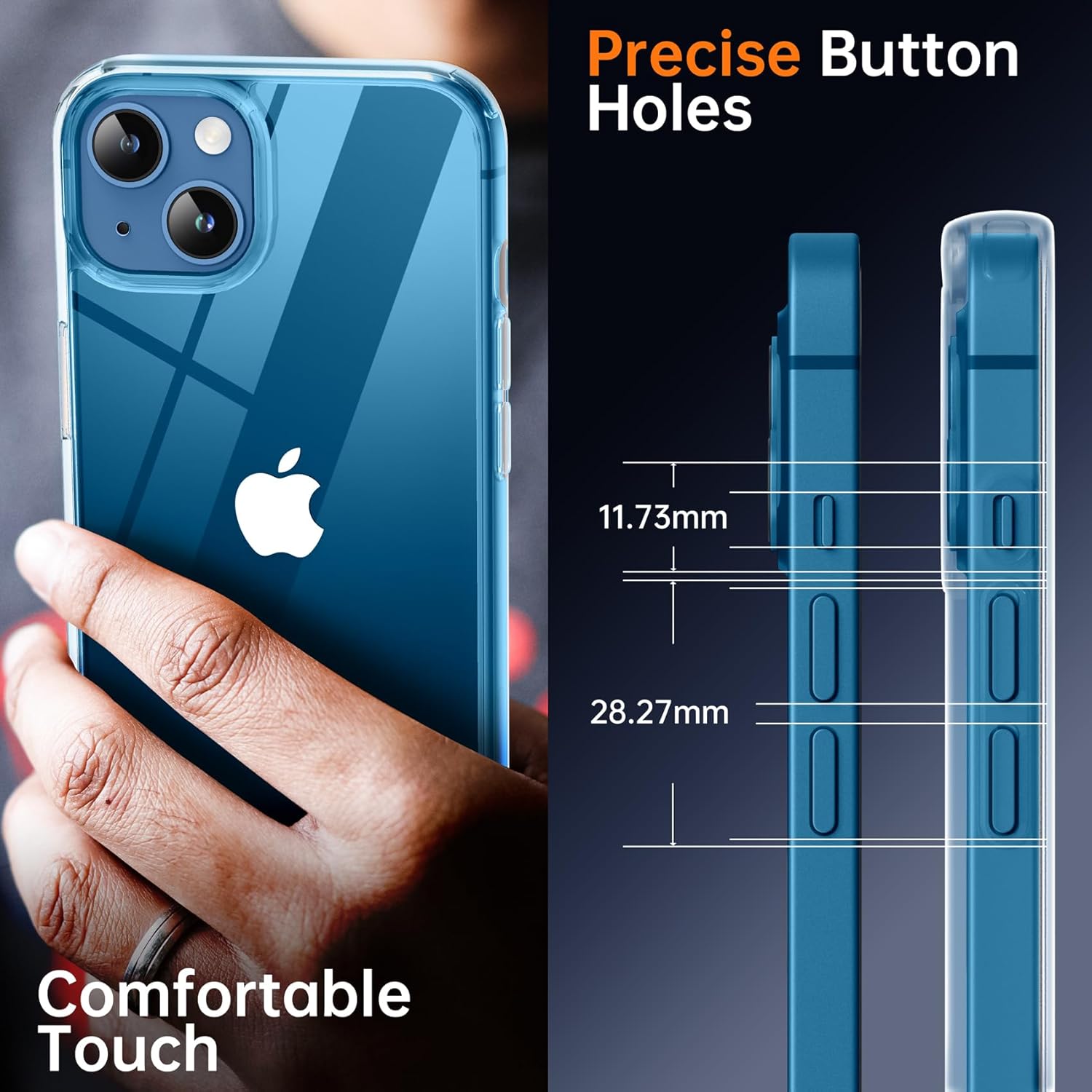 Supdeal Funda transparente a prueba de golpes para iPhone 13, No amarilla Protección militar contra caídas de 10 pies Parte trasera dura