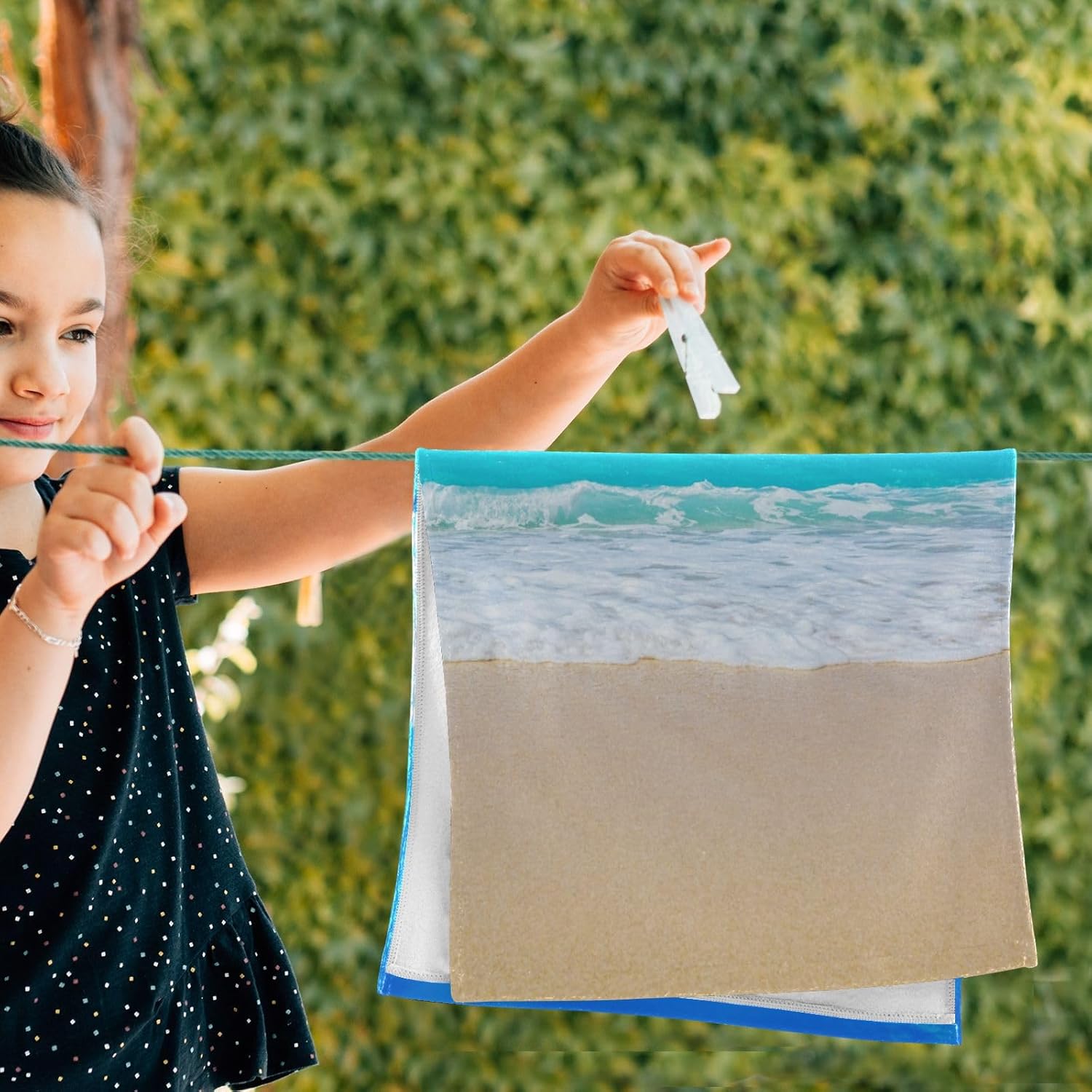HATESAH Paquete de 2 toallas de mano con diseño de mar y océano, de microfibra, absorbentes, de verano, cielo, blanco, nubes, escena, toallas de