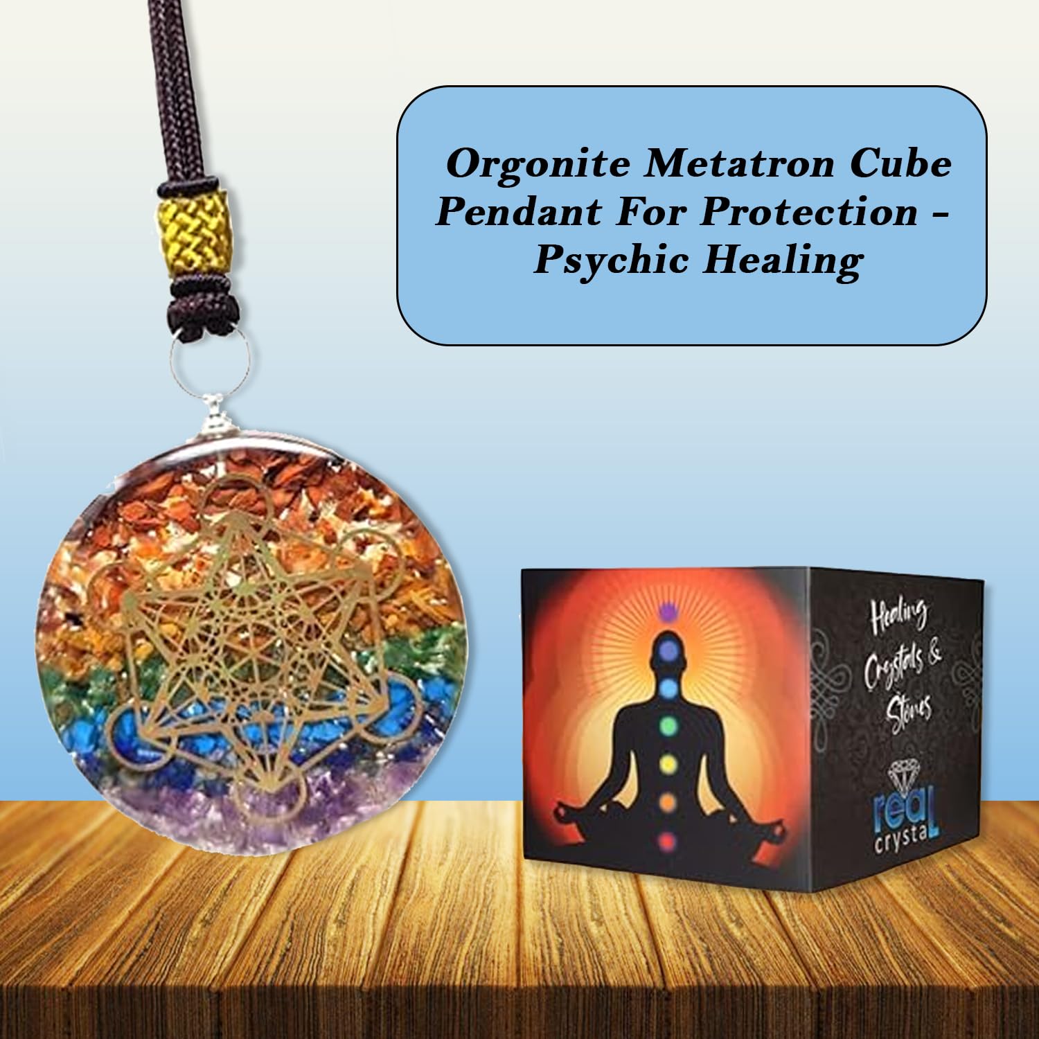 Energy Healing Pendant, Metatron Cube Necklace, Platonic Solids Set of 7-Piece Sacred Geometry, Orgonite Tear Drop Pendant Protection for Women &