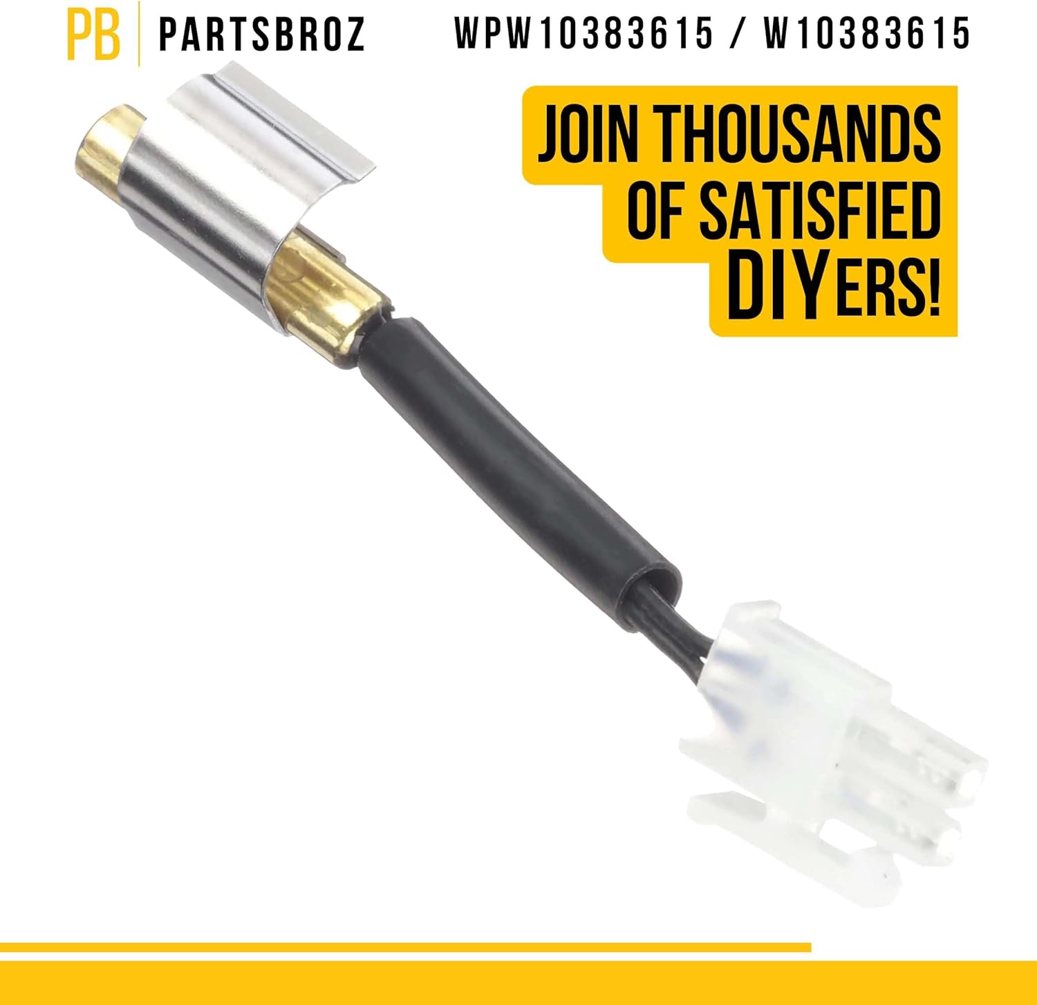 WPW10383615 W10383615 – Termistor con clip, compatible con refrigerador y congelador Whirlpool Maytag Amana Kenmore – Sustituye a AP6020675 2118226