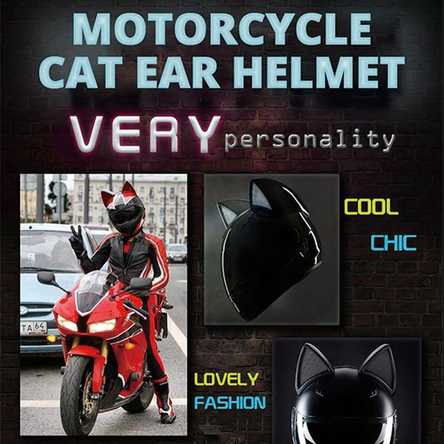 Casco de motocicleta para hombres y mujeres, casco de locomotora de gato genial, casco modular abatible de cara completa, casco de motocicleta de