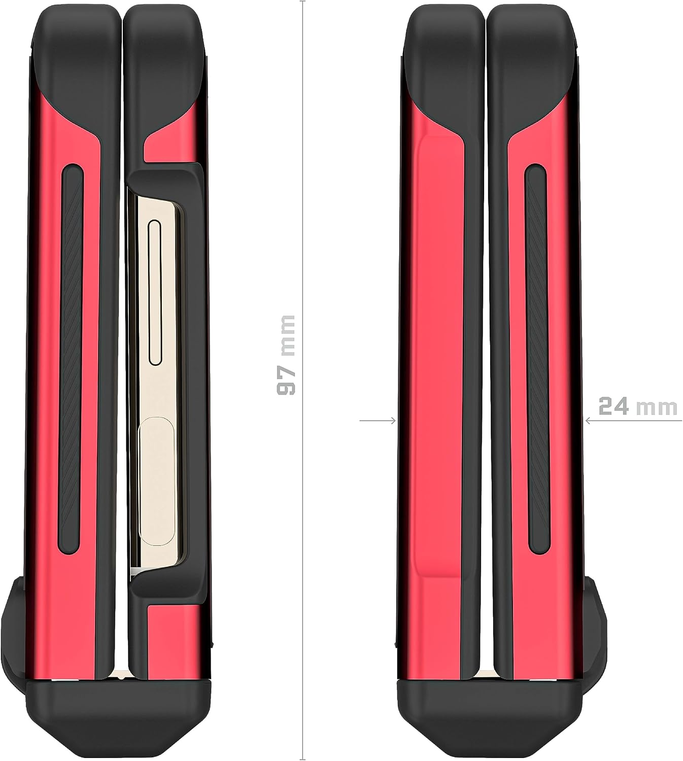 Ghostek ATOMIC – Funda delgada para Samsung Galaxy Z Flip 5 transparente con parachoques de metal de aluminio rojo, de alta calidad, resistente,
