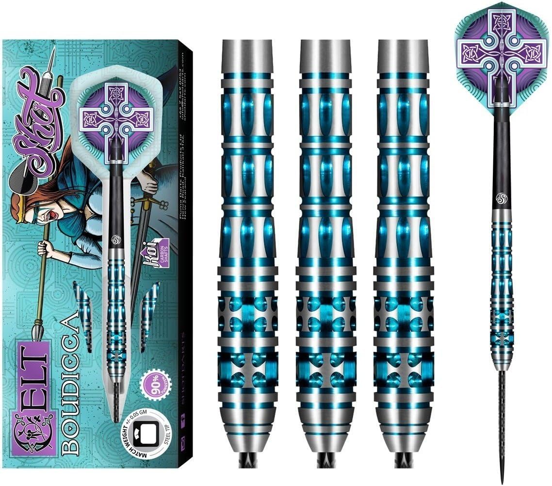 Dardos de tiro con punta de acero, Celt Boudicca (0.81 oz0.85 oz0.88 oz0.92 oz), 90% barril de tungsteno, equilibrado frontal, juego de dardos