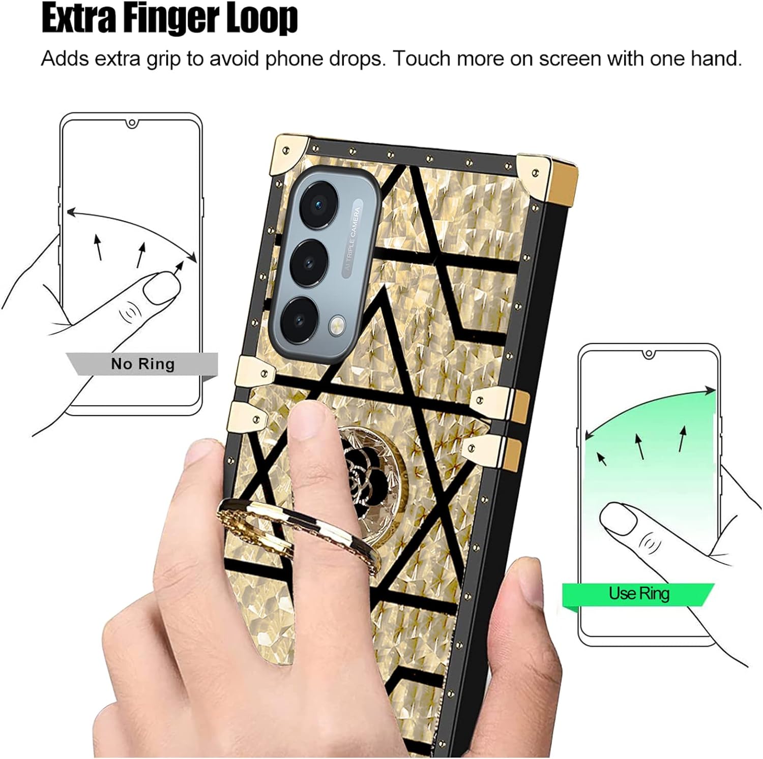KuDiNi Funda para teléfono Nord N200 de 0.18 oz, N200 para mujer, funda cuadrada, retro, elegante, clásica, elegante, elegante, elegante, de lujo,