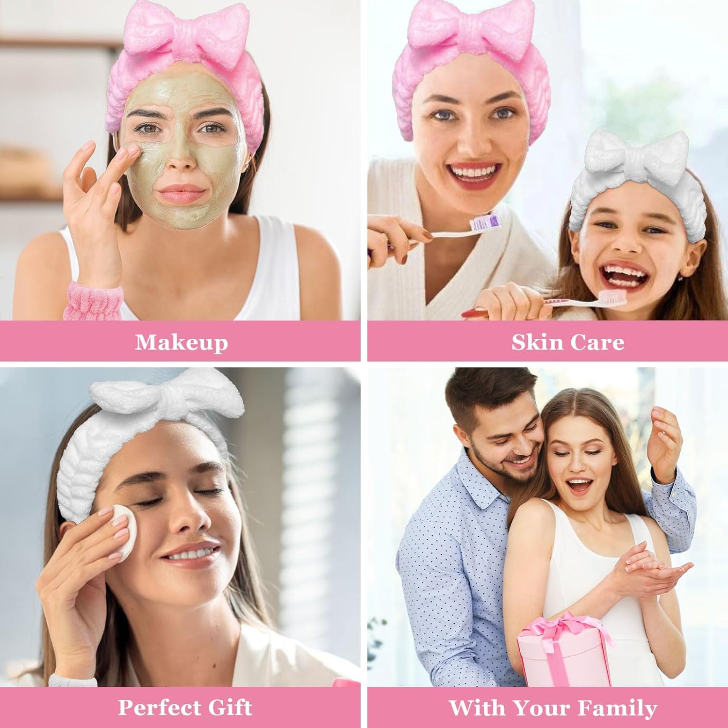 6 diademas de maquillaje, diadema para lavar la cara, diadema de spa para lavar la cara y pulseras a juego, estilo lindo, diademas peludas para el