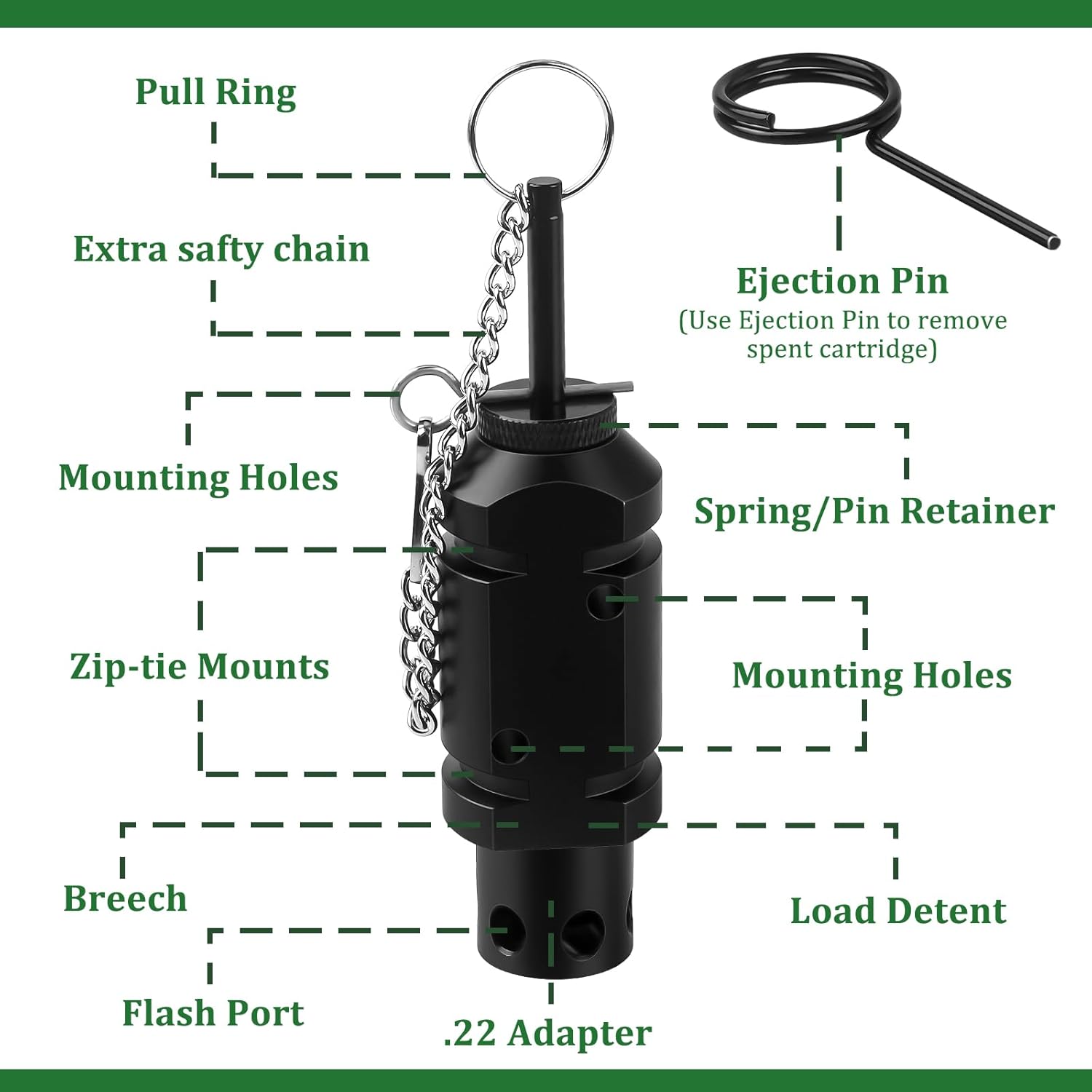 Alarma de viaje perimetral, dispositivo de alarma de alambre de viaje de campamento de calibre 12 con adaptador .22, sistema de seguridad de alerta