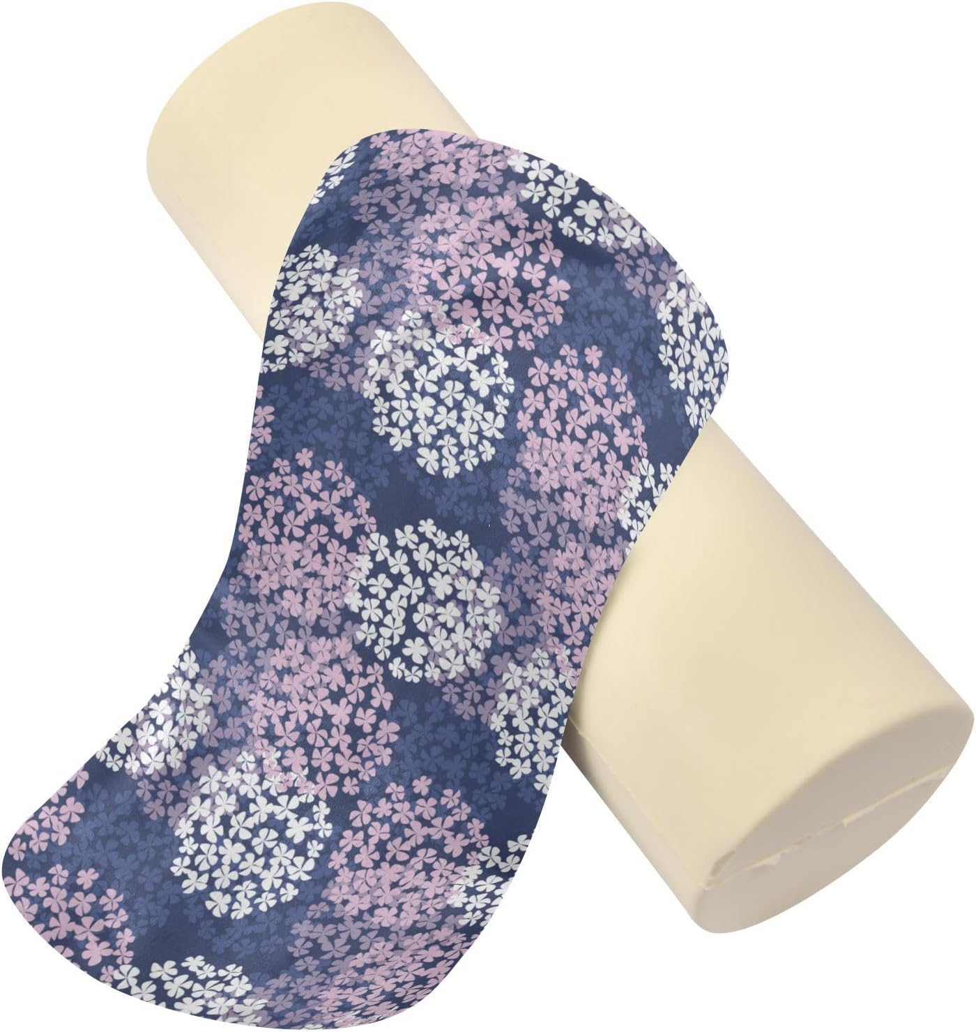 FRODOTGV Almohadas redondas de hortensias violetas de lujo, para cama, almohada de cuello firme, fundas de almohada redondas, memoria cilíndrica