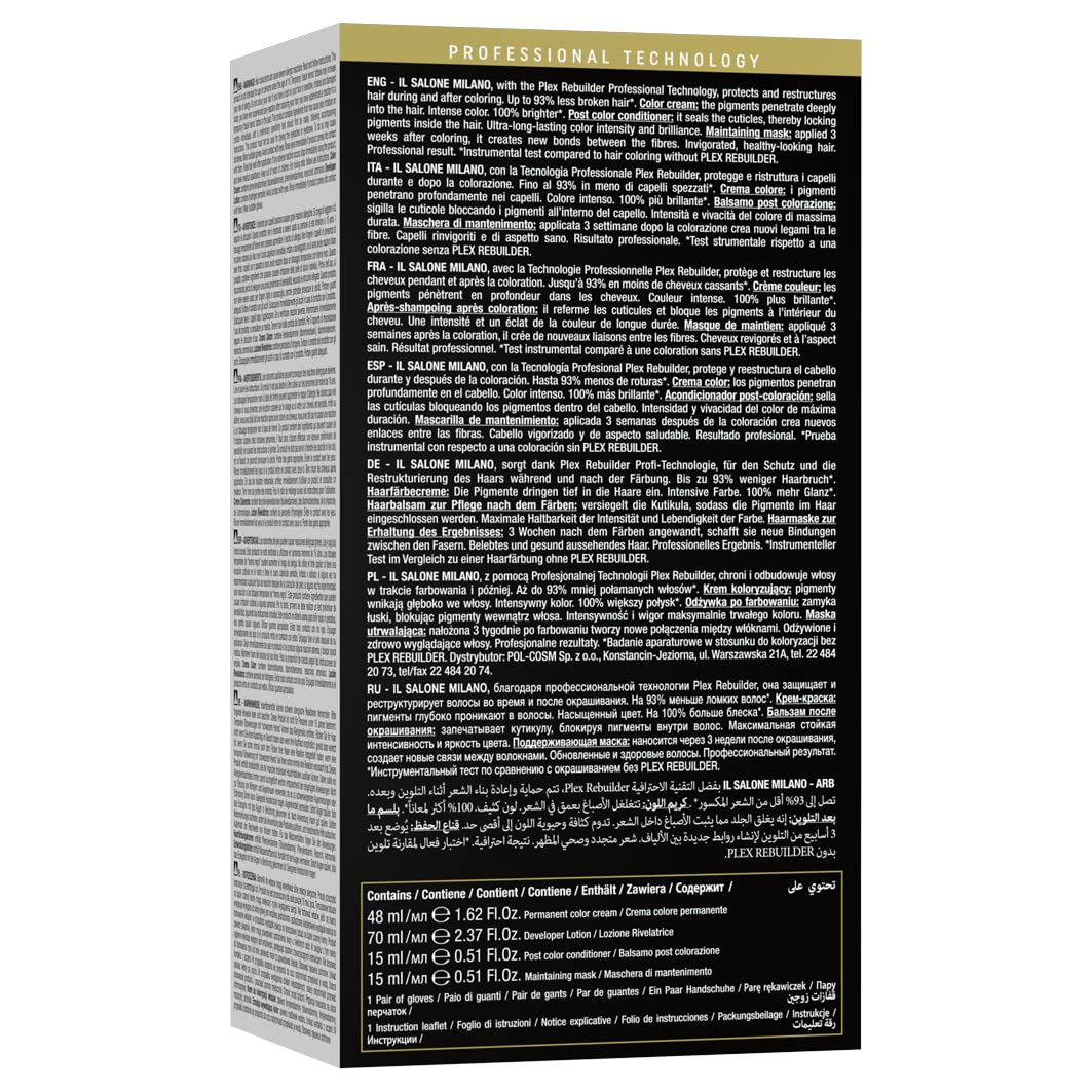 Il Salone Milano Plex Rebuilder – Crema permanente para el cabello, color rubio chocolate oscuro 6.77, kit profesional de tinte para el cabello para
