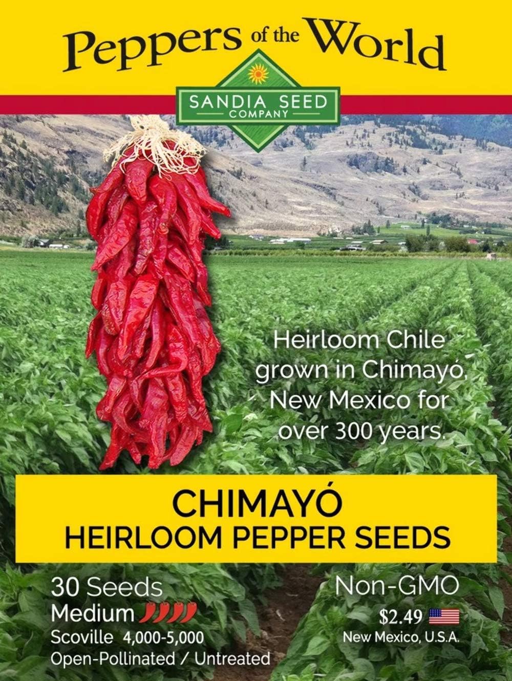 Chimayo Heirloom – Semillas de pimienta sin OMG, calor medio, 30 semillas – Nuevo México