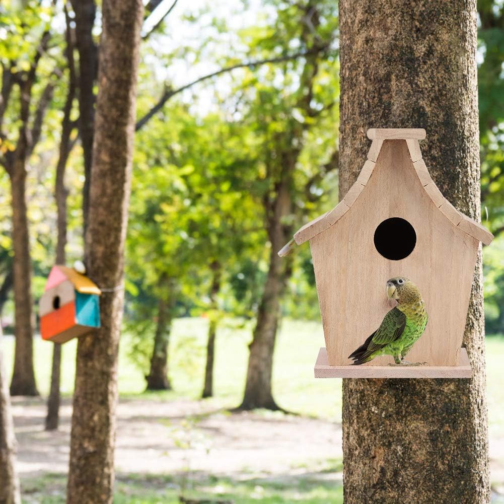 Fydun Wood Bird House Breeding Box Hanging Bird House Pet Supplies for Parrots Budgerigar Small Birds Wood Bird House Breeding for Family