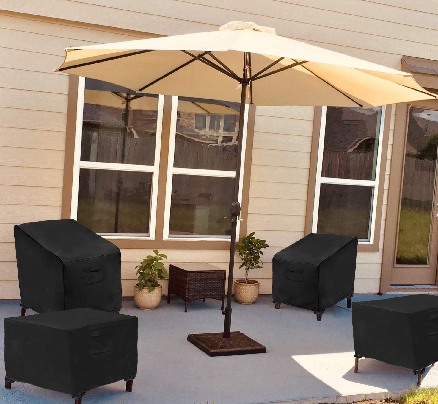 WOMACO Funda impermeable para silla giratoria de patio, para exteriores, tamaño pequeño, grande, de mimbre, protector de muebles (33 pulgadas de