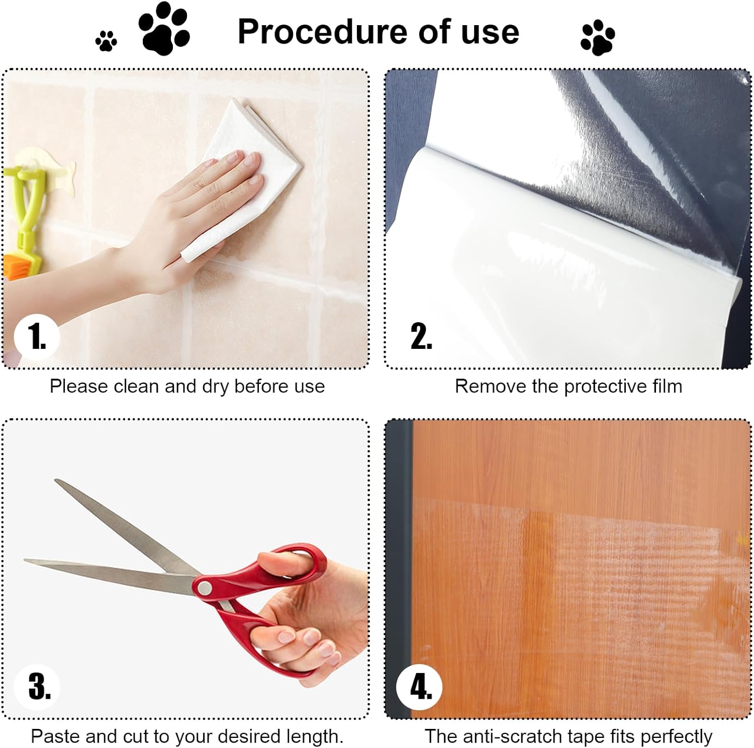 Fumwase Protector de puerta contra arañazos de perros, sin residuos, protector de muebles de gato, protector de muebles recortable, antiarañazos,