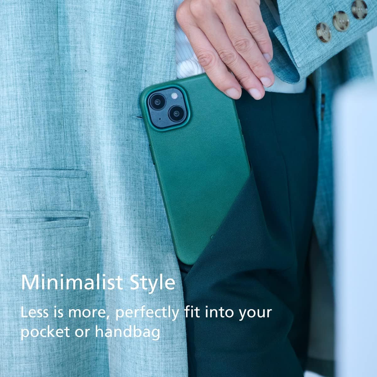 alto Funda de cuero diseñada para iPhone 14 y iPhone 13, serie original, funda protectora de cuero italiano de primera calidad hecha a mano (6.1