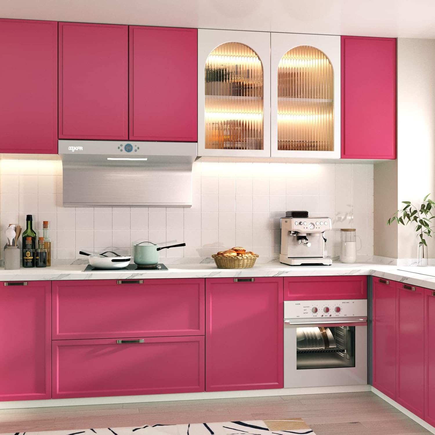 Skyblur Papel tapiz de contacto rosa para despegar y pegar, papel tapiz extraíble, impermeable, autoadhesivo, decoración de pared para baño,
