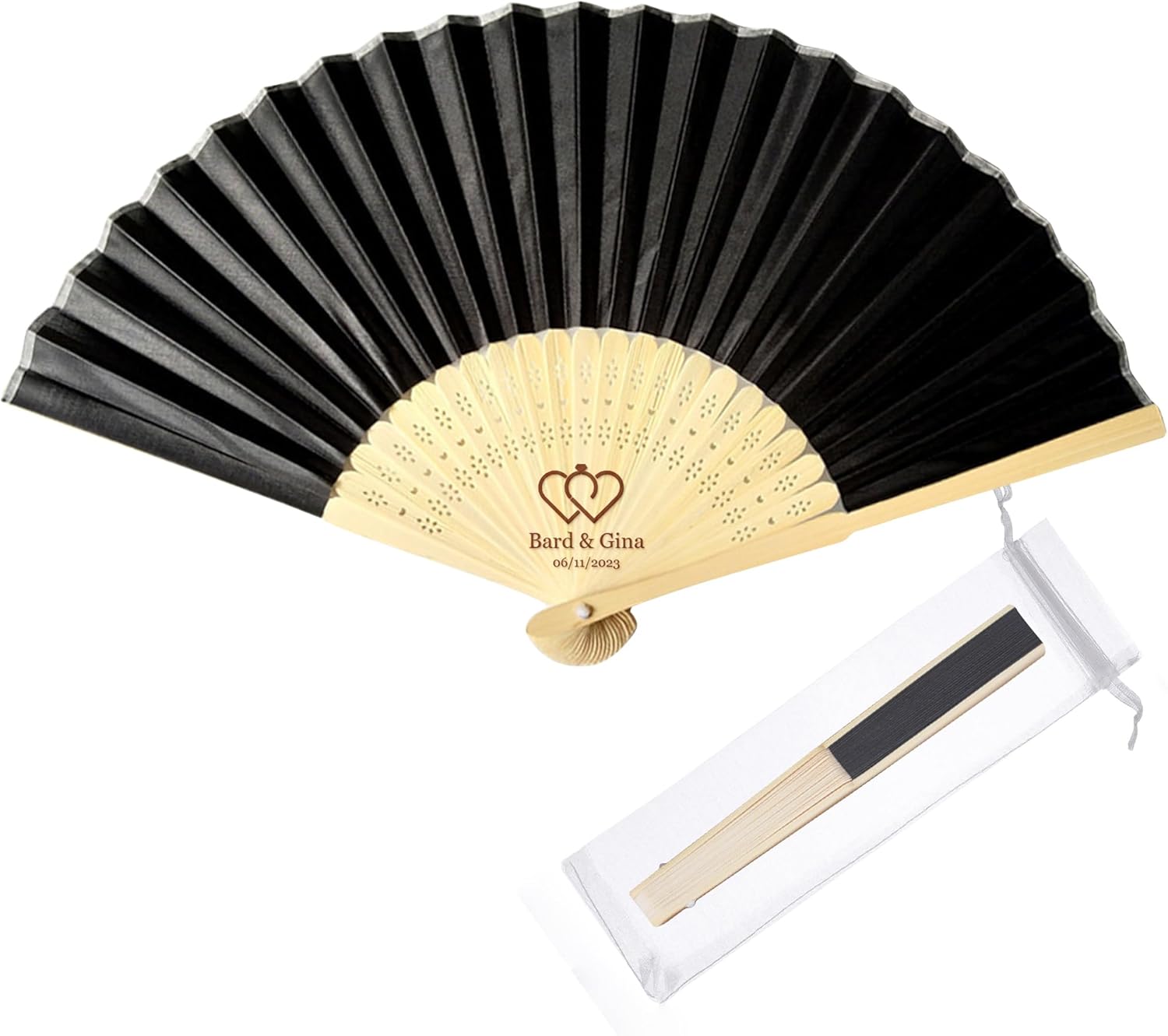 Abanicos de mano personalizados a granel ventiladores de seda personalizados con grabado en el mango, regalos de fiesta para invitados, abanicos de