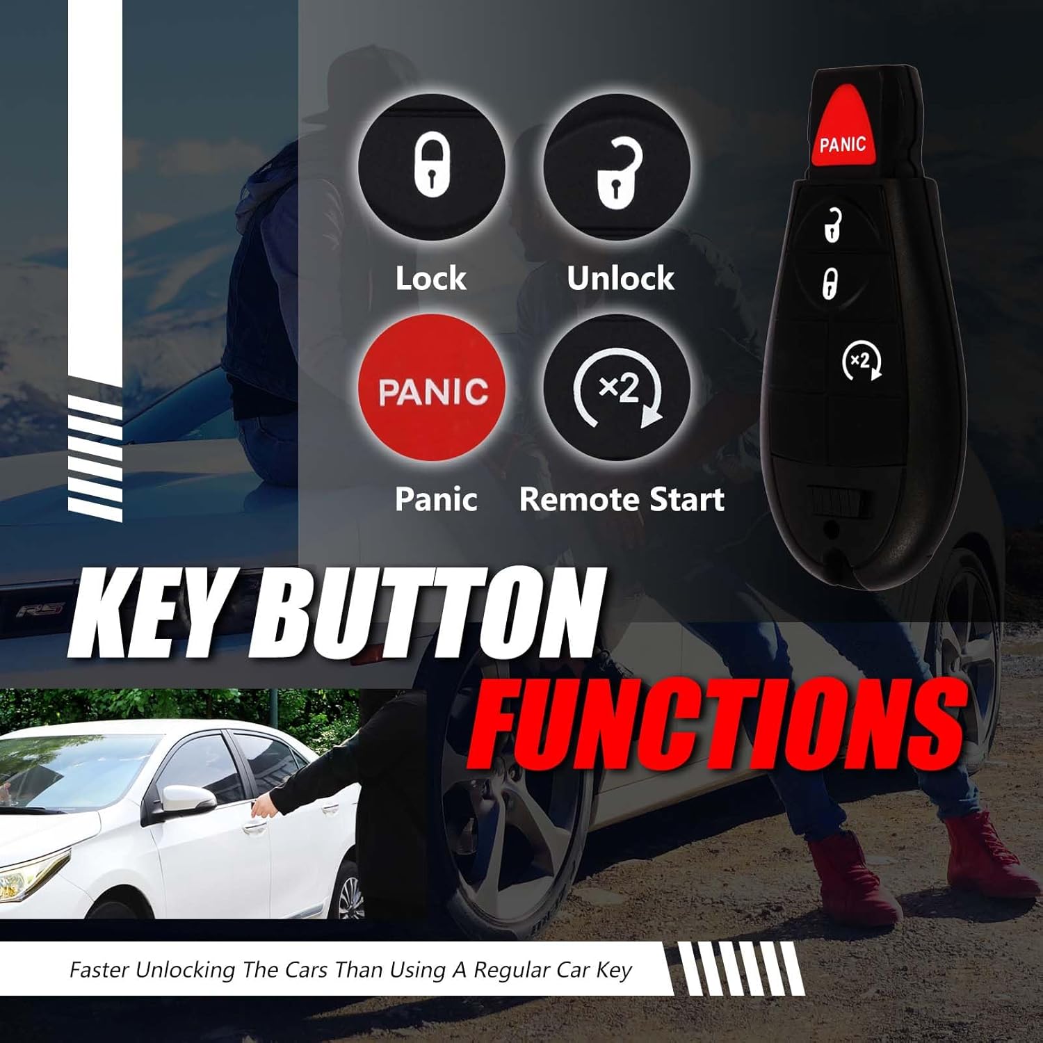 Control remoto de entrada sin llave M3N5WY783X IYZ-C01C 433MHz 4 botones de repuesto para Dodge Charger Challenger Durango Grand Journey Ram