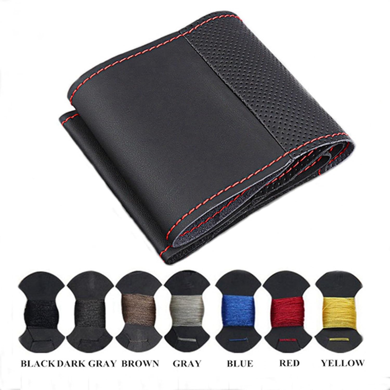 Para SsangYong Korando 2010-2019, funda para volante de automóvil, cuero genuino negro cosido a mano
