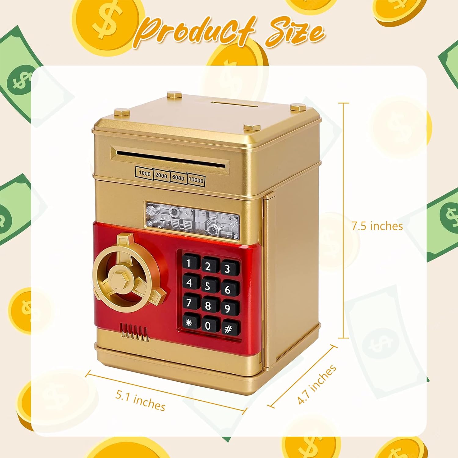 Hucha Boalord para adultos y niños, caja de dinero segura para cajeros automáticos para niños y niñas, moneda grande para dinero en efectivo, cajero