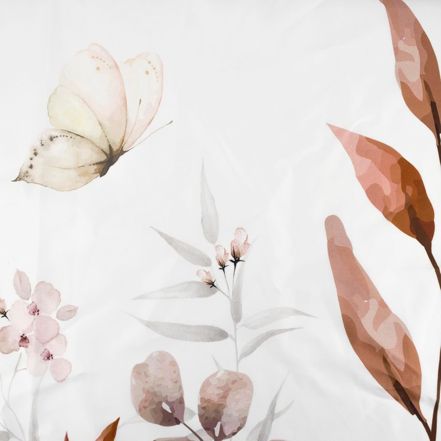 LB Fall Leaves Shower Curtain Watercolor Eucalyptus Leaf Butterfly Bathroom Shower Curtain Nature Autumn Plant Bathroom Curtain with Hook 72×72 Inch