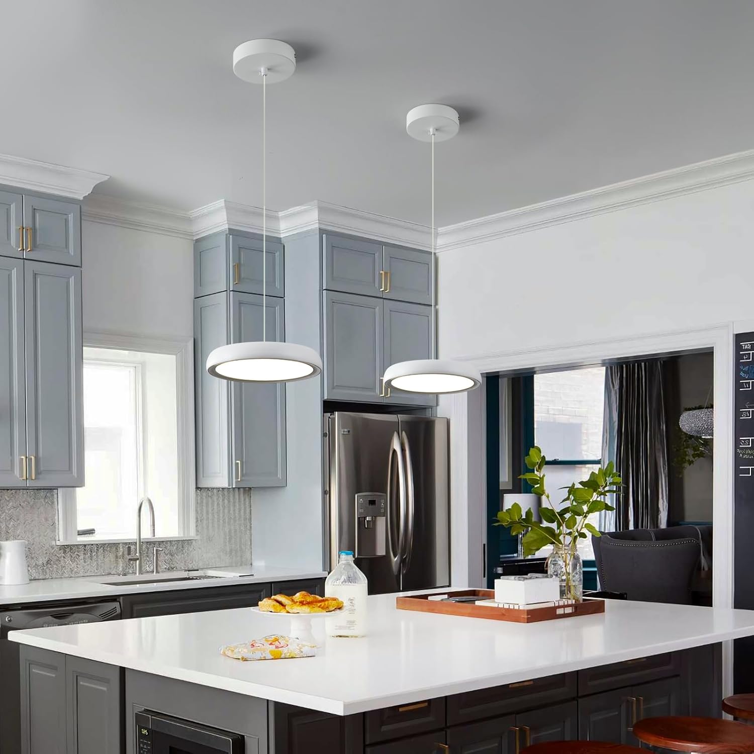 Lámparas colgantes modernas para isla de cocina, LED de 6000 K, regulables, lámparas colgantes blancas puras, mini iluminación colgante para