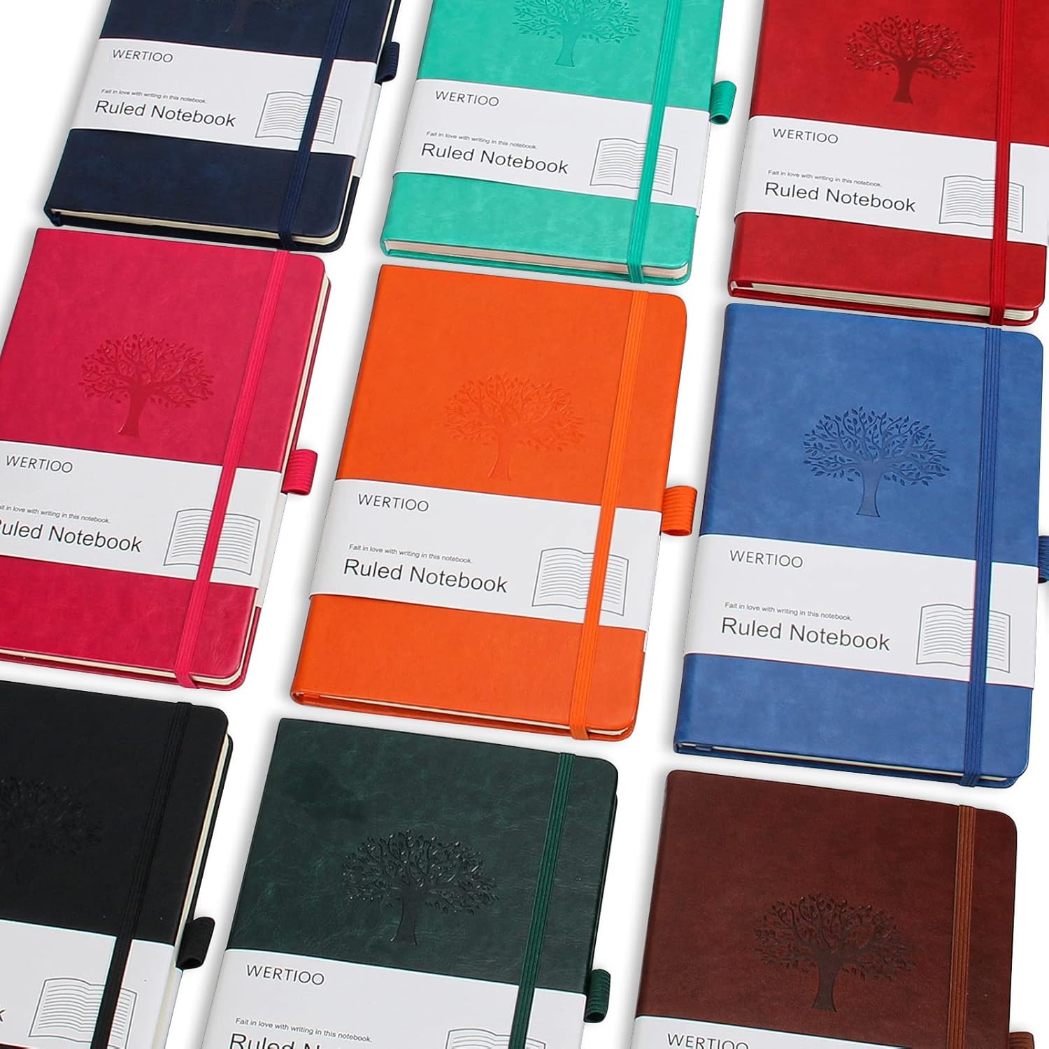 WERTIOO Paquete de 3 cuadernos de tapa dura, diario forrado de cuero, cuaderno de escritura de 80 páginas, cuaderno de papel grueso de 3.53 ozm para