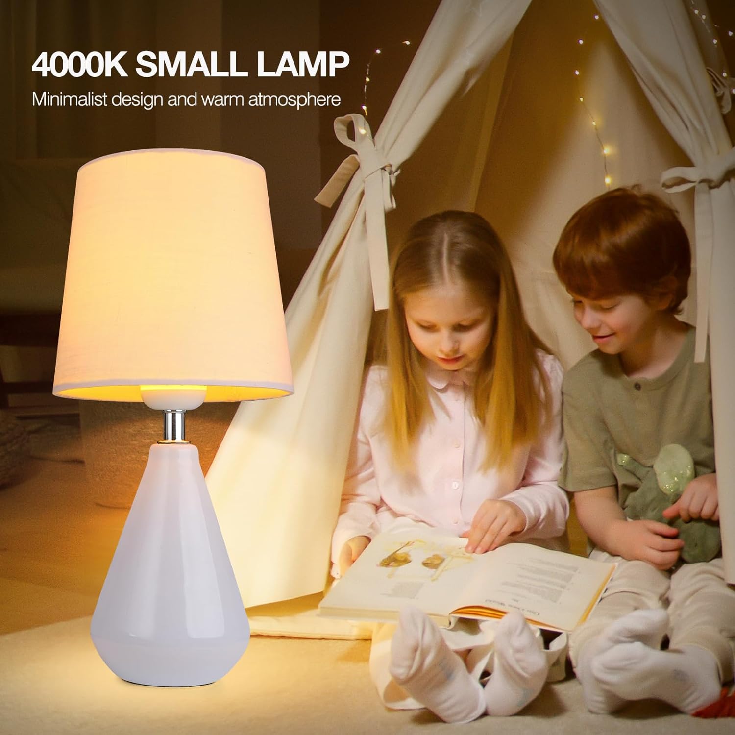 AIDENOEY Lámpara pequeña de mesita de noche para dormitorio, lámpara de escritorio de lectura con control táctil regulable de 3 vías, lámpara de